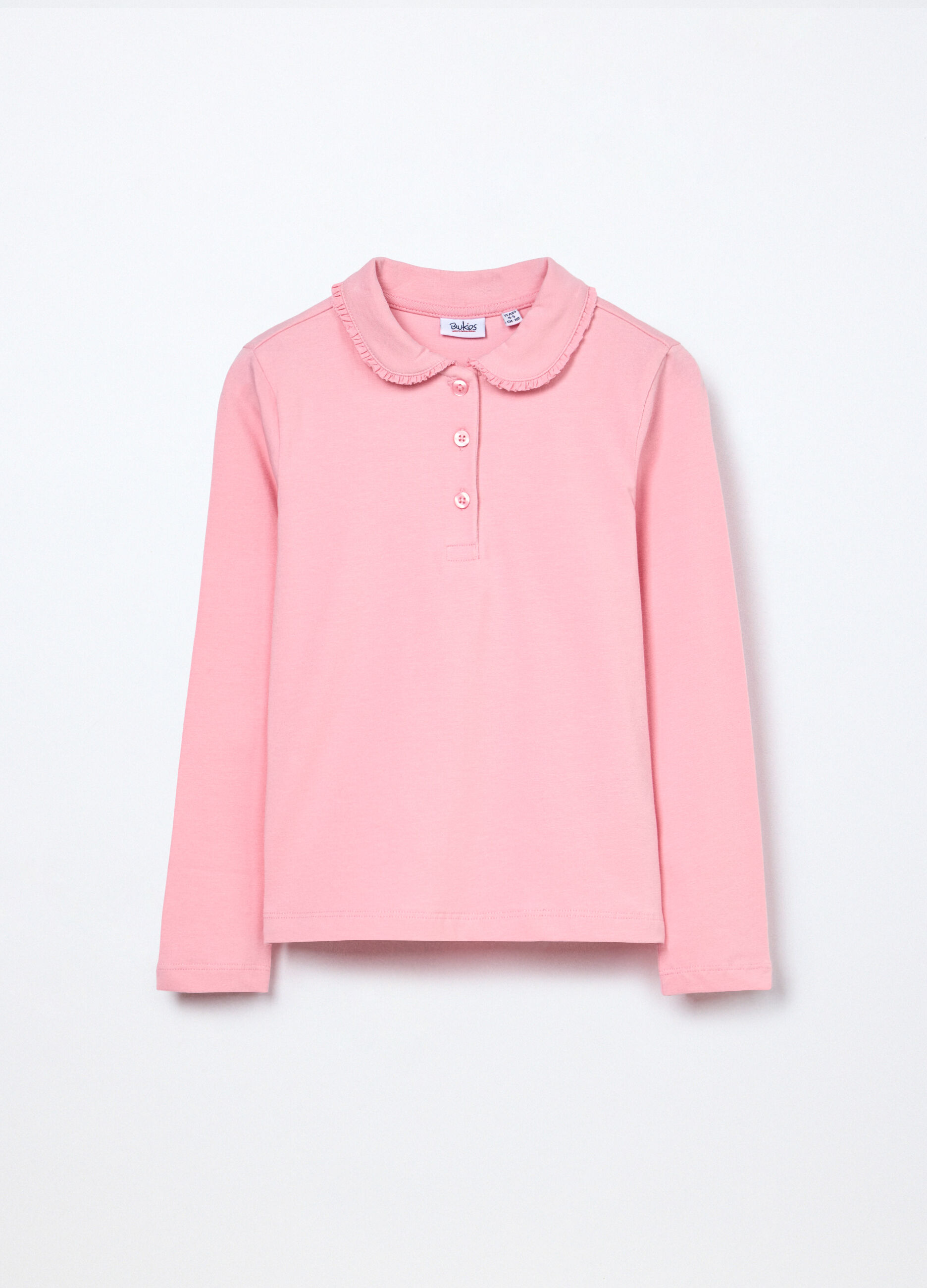 Polo a maniche lunghe in cotone stretch bambina_0