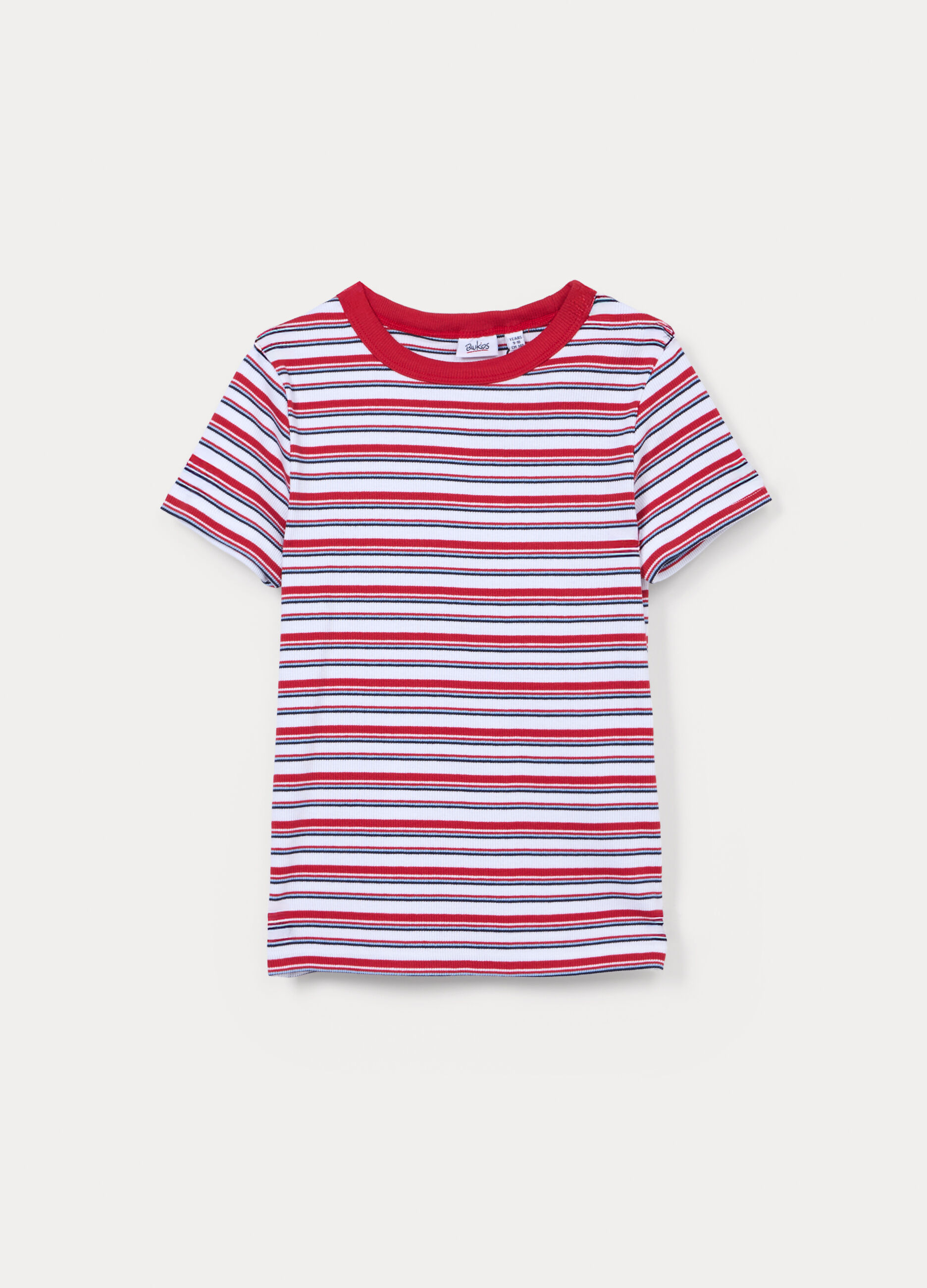 T-shirt girocollo fitted in costina ragazza_0