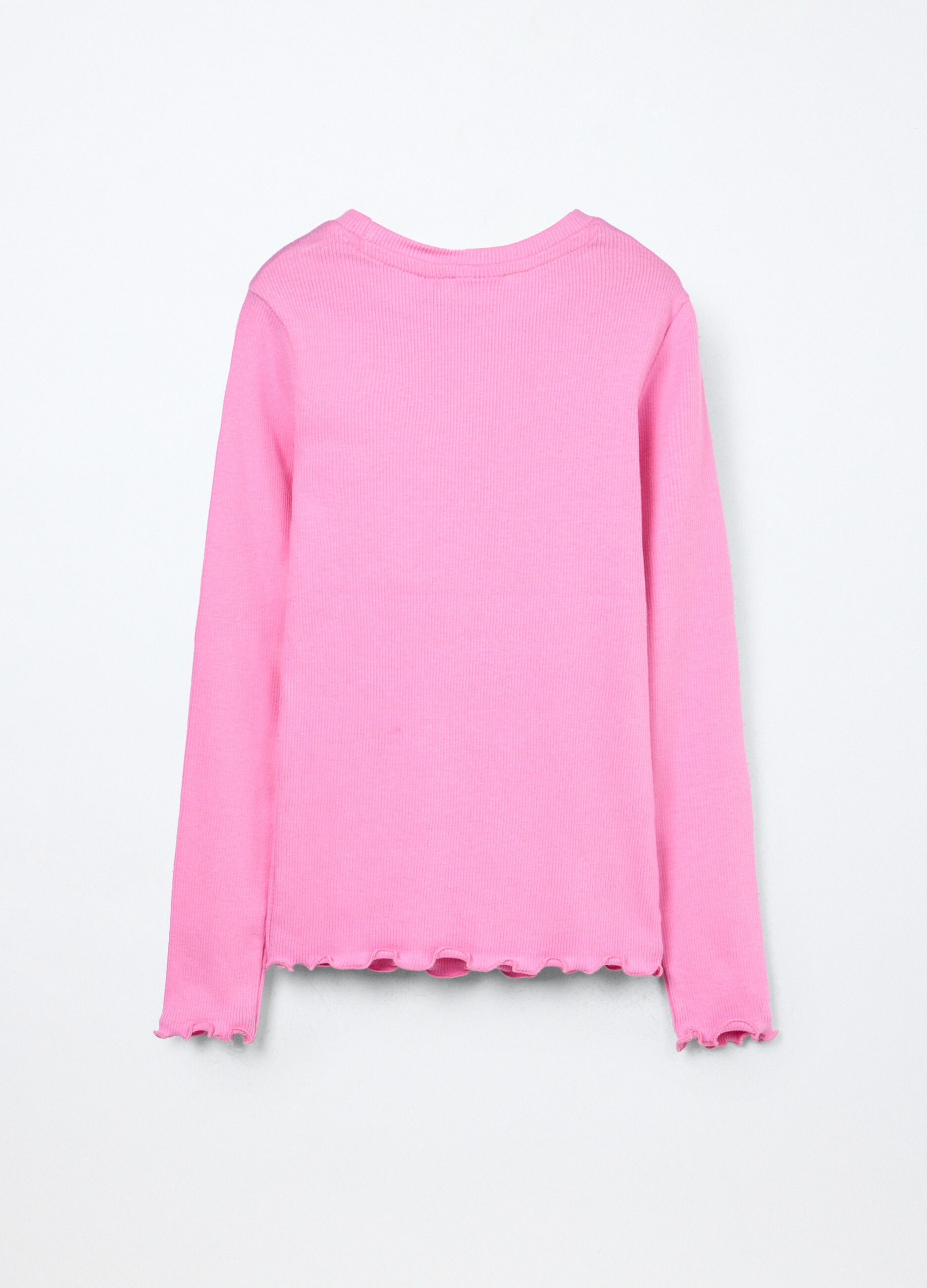 T-shirt in costina di cotone stretch bambina
