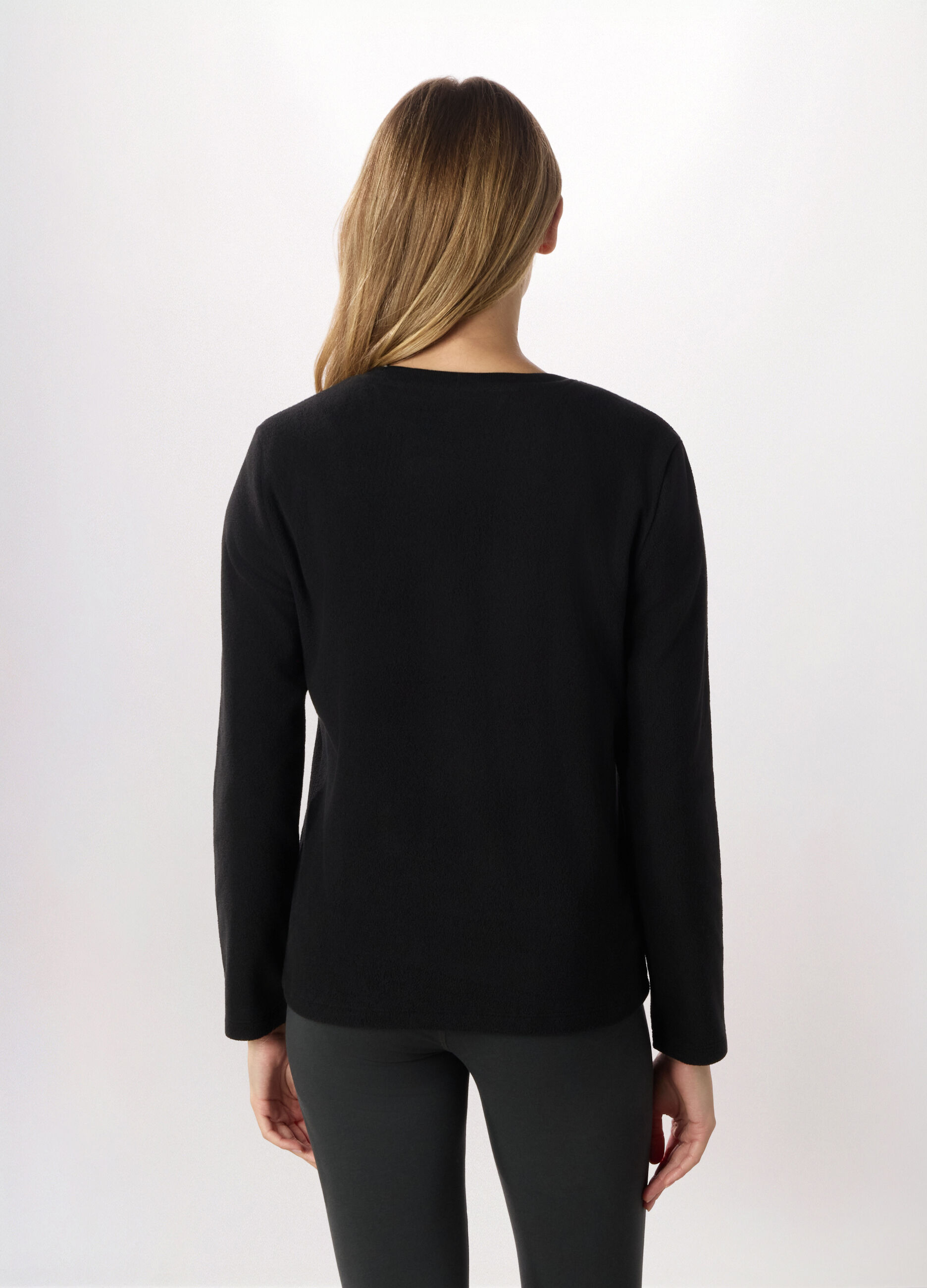 Felpa girocollo in pile donna_1