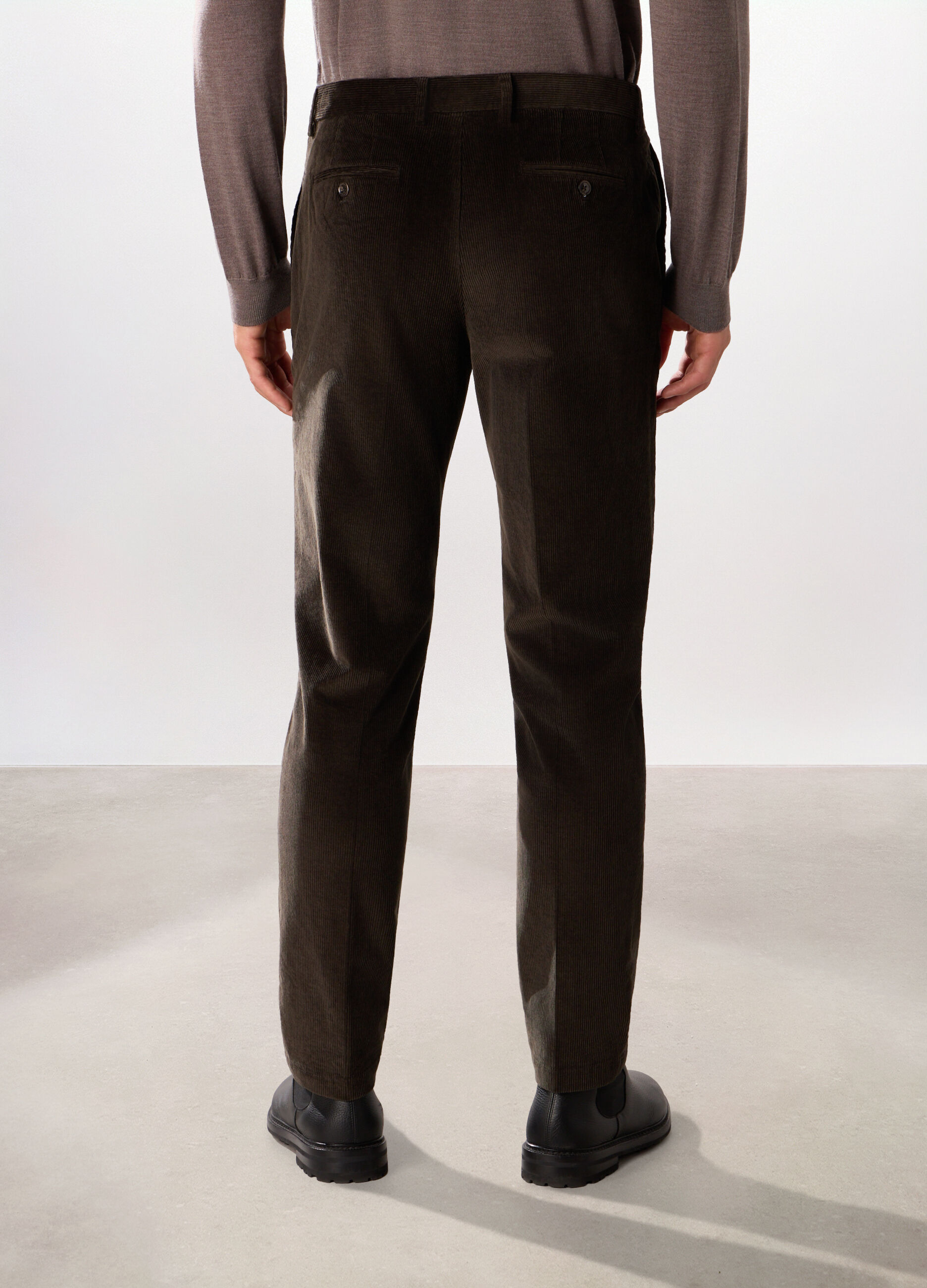 Pantalone in velluto a coste di cotone stretch uomo_1