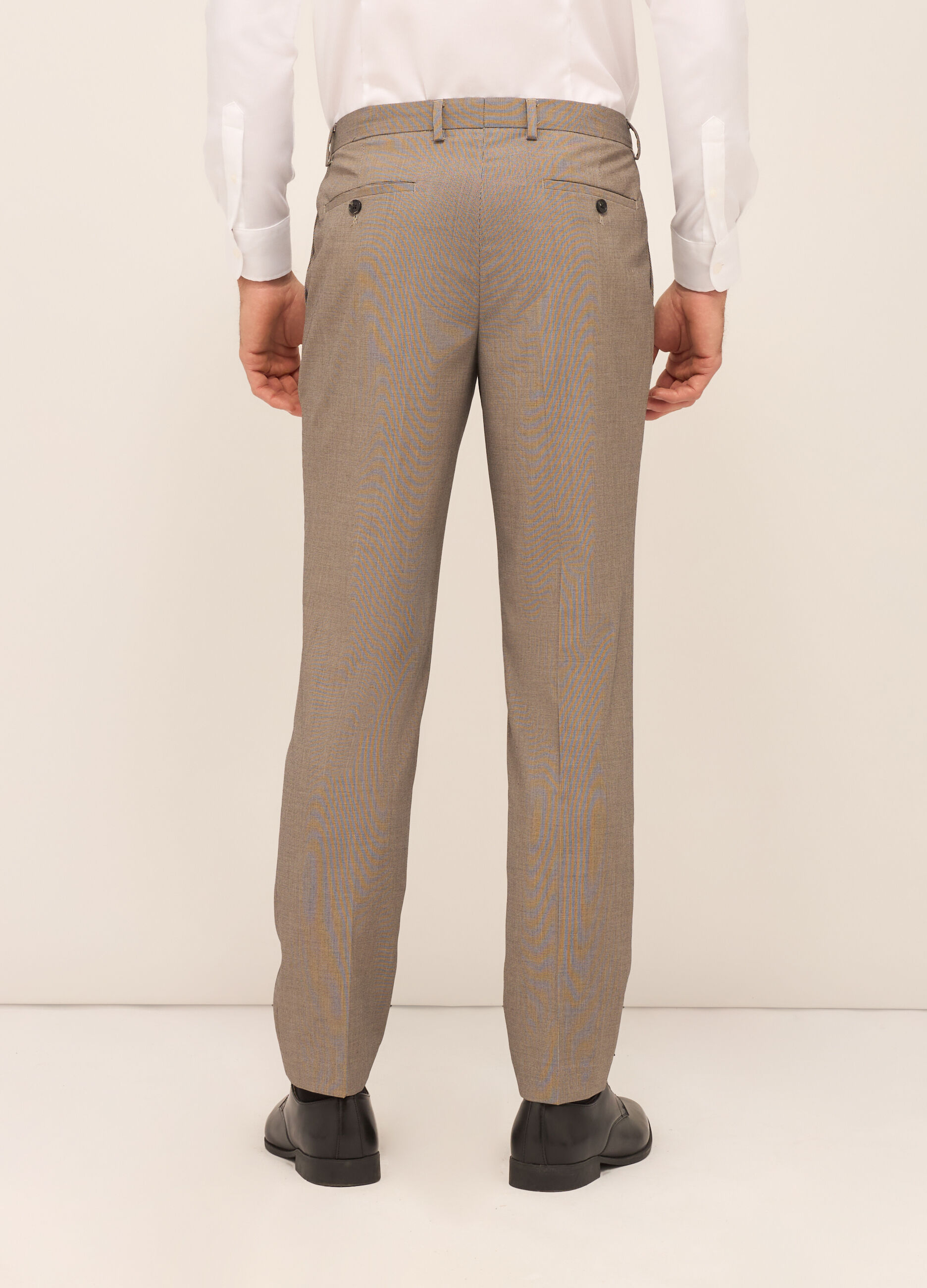 Pantaloni classici in tessuto stretch a micro-quadretti uomo