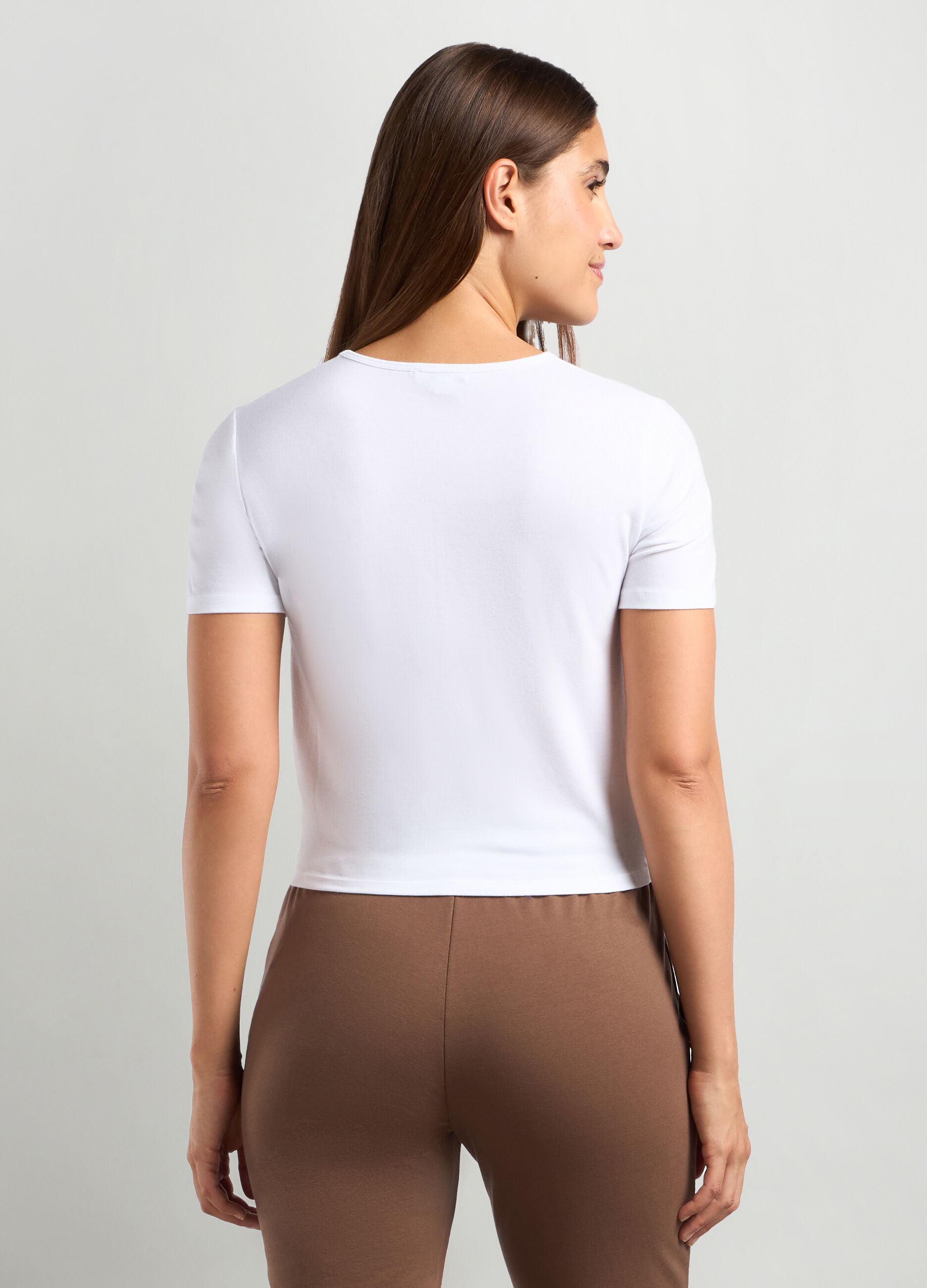Top misto viscosa stretch incrociato fitness donna _1
