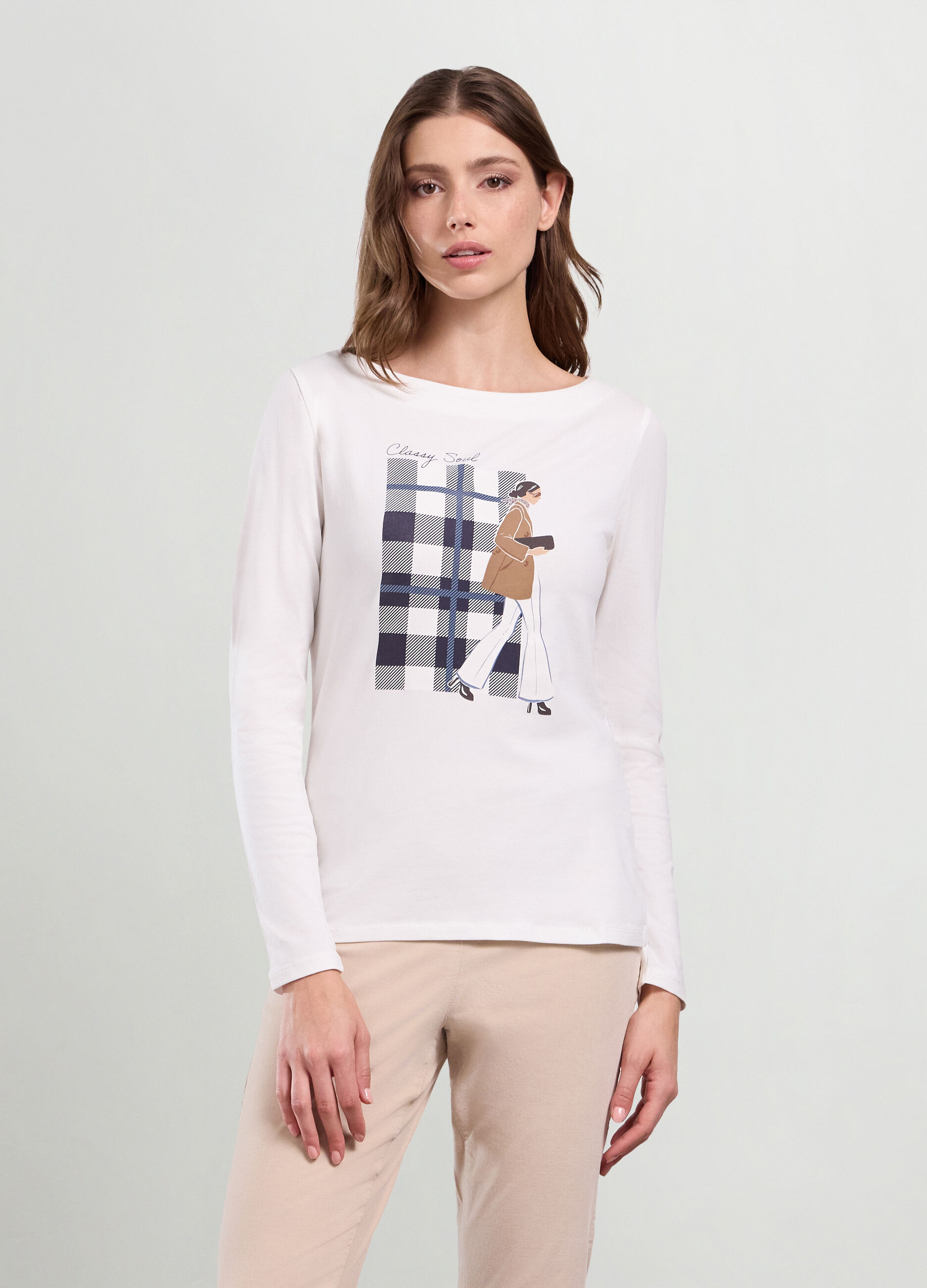 T-shirt in jersey di cotone stretch donna_0