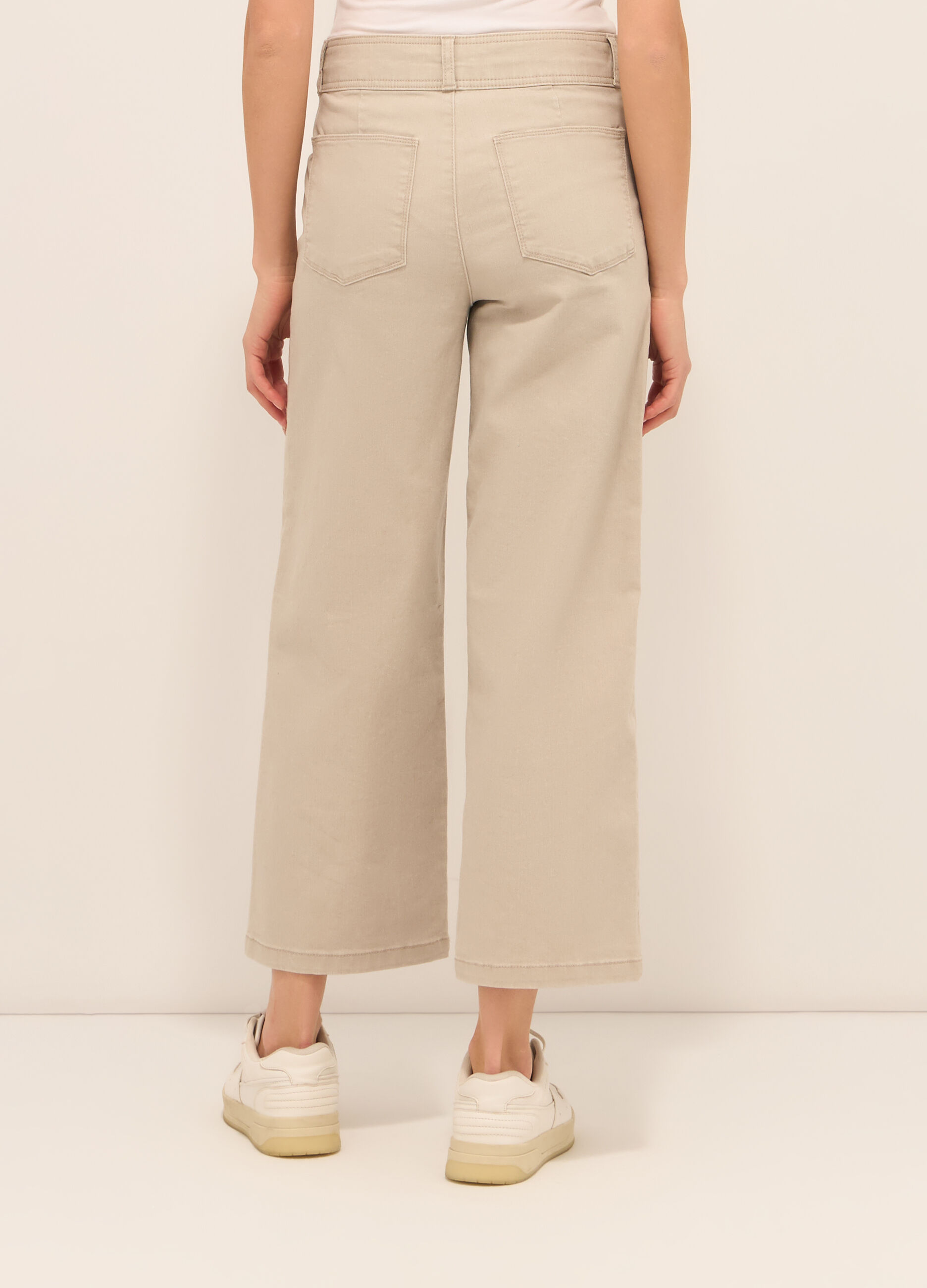 Pantaloni in twill di cotone stretch donna_1