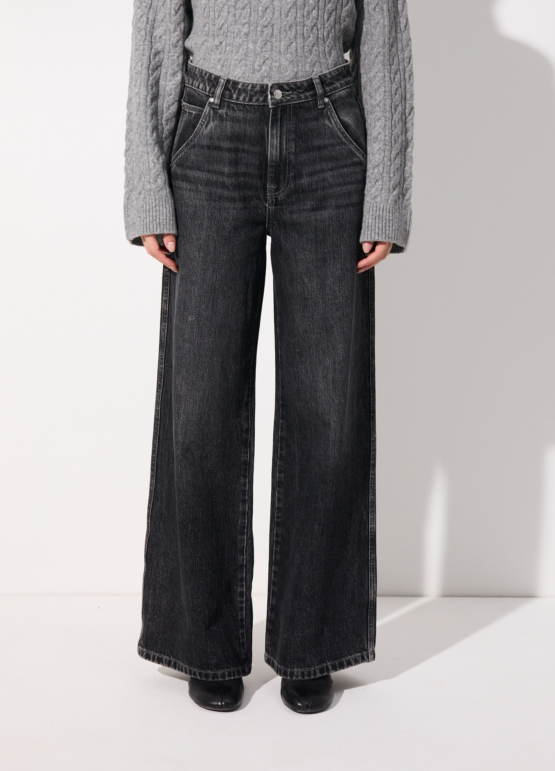 Denim wide leg in cotone misto lyocell donna_1