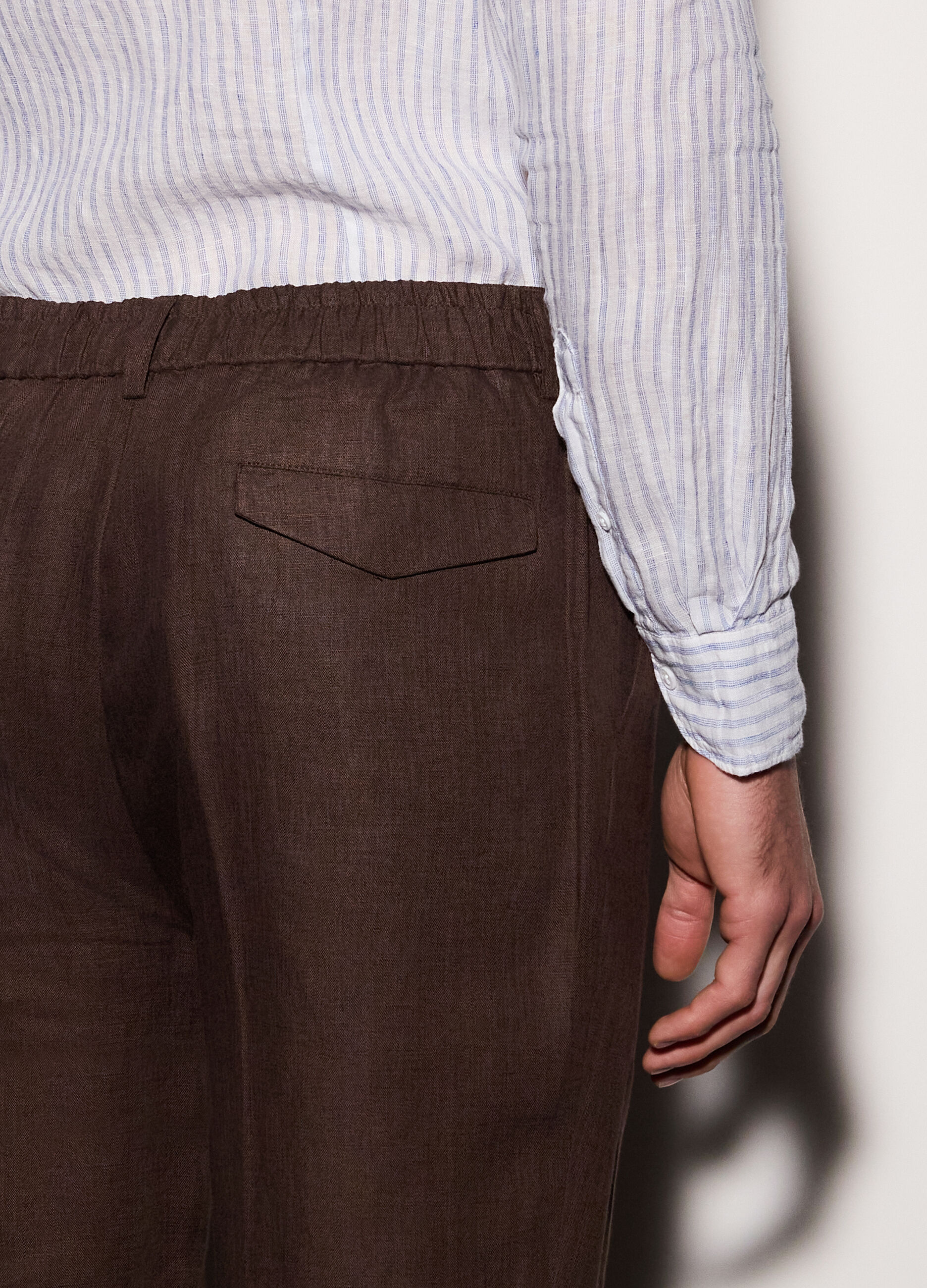 Pantaloni chino relaxed fit in lino uomo