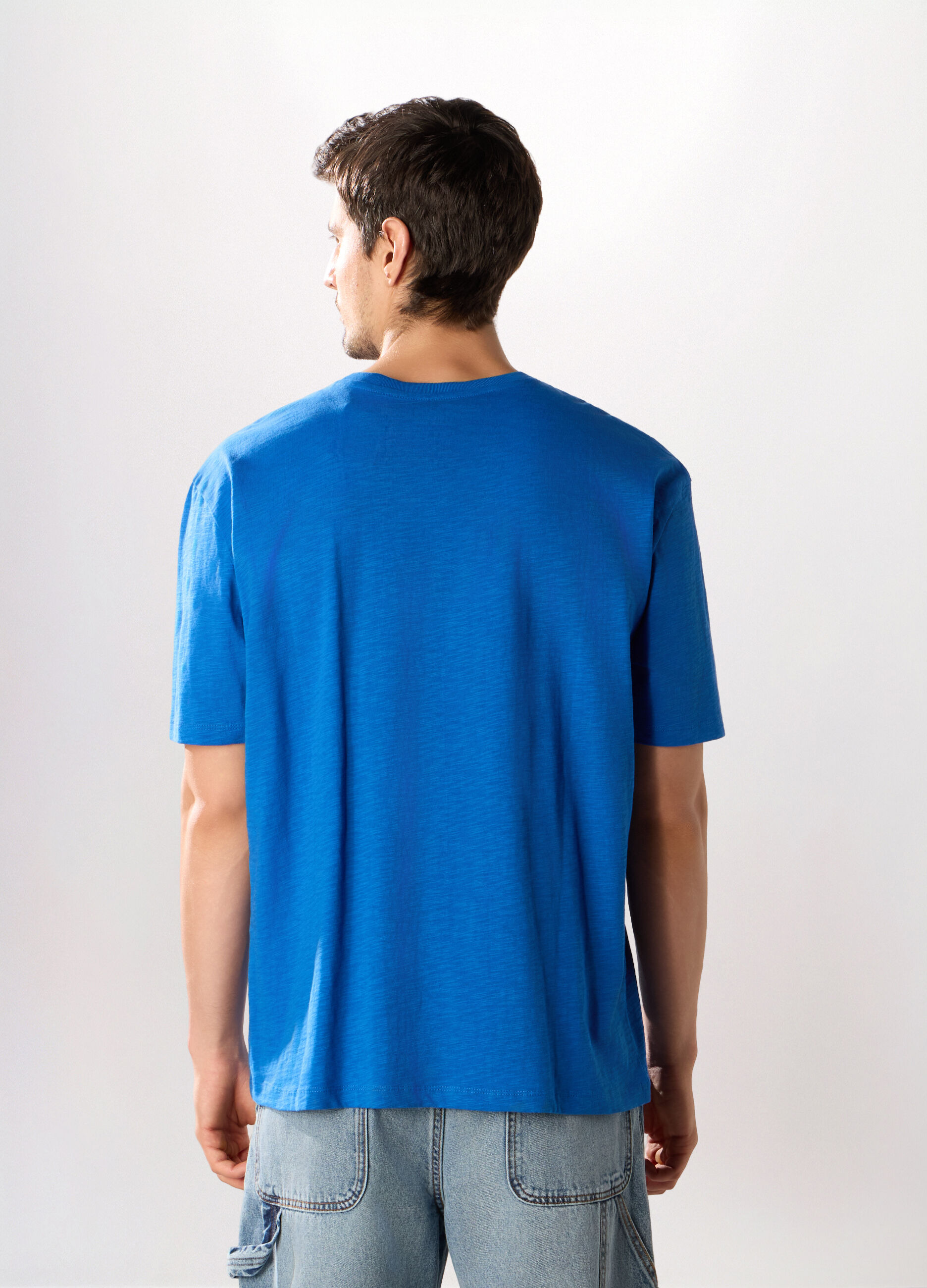T-shirt girocollo in puro cotone fiammato uomo_1