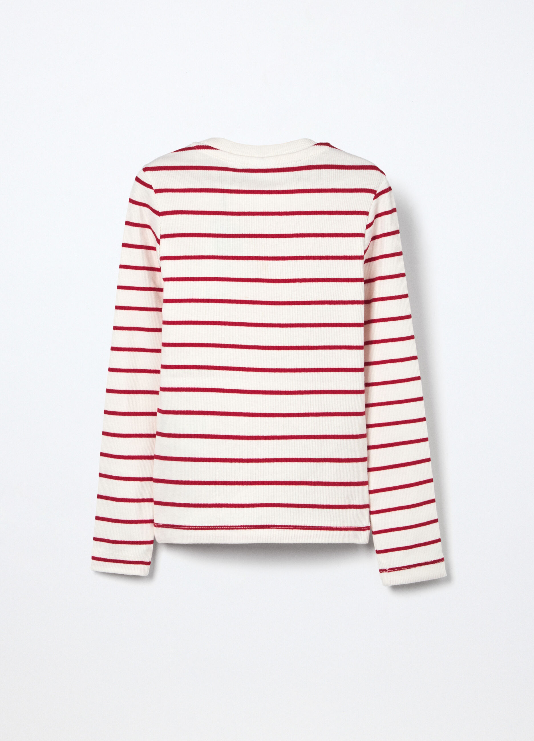 T-shirt in costina di cotone stretch bambina_1