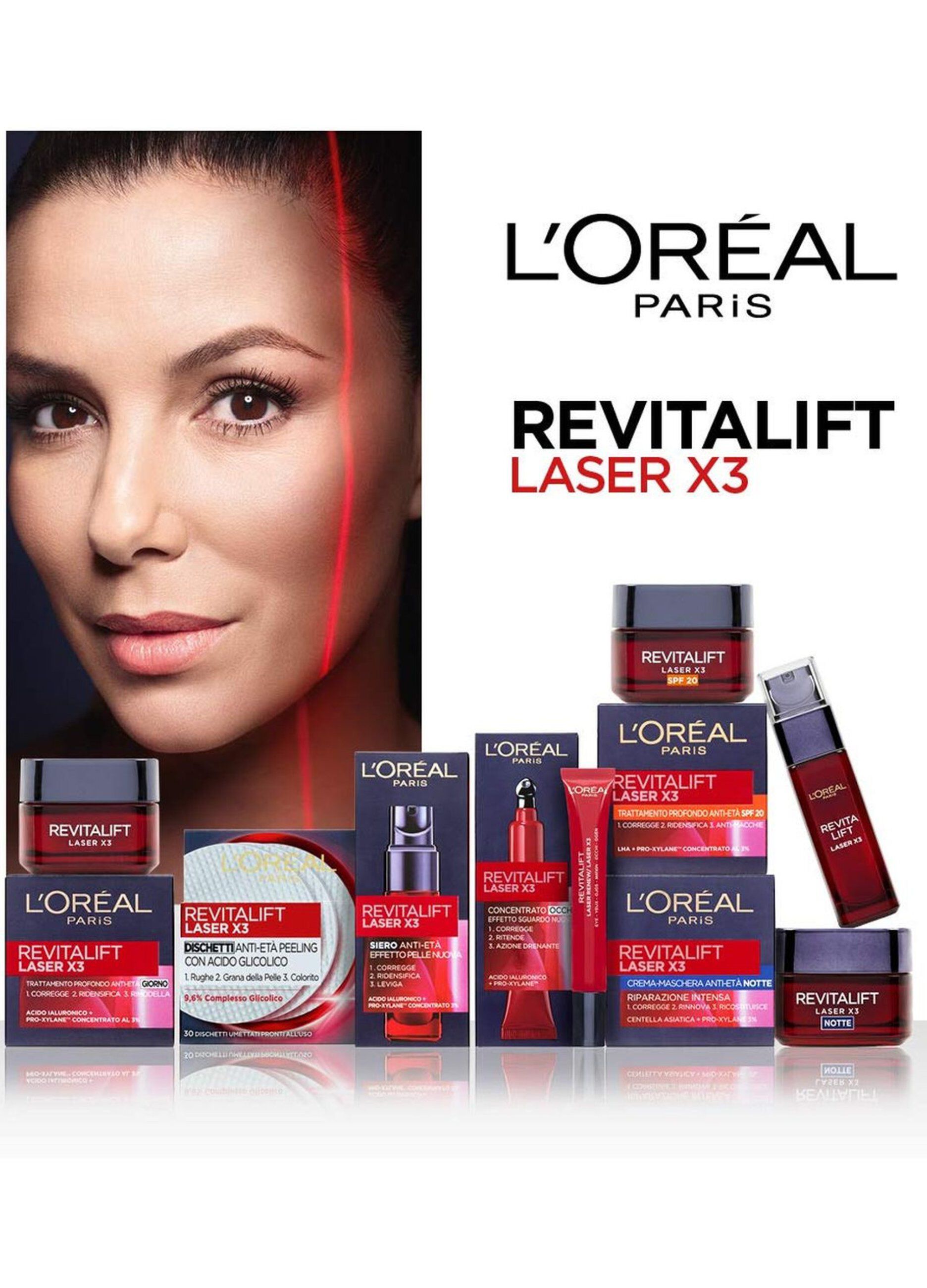 L'Oréal Paris Contorno Occhi Revitalift Laser X3, Azione Antirughe Anti-Età con Acido Ialuronico e Pro-Xylane, 15 ml.
