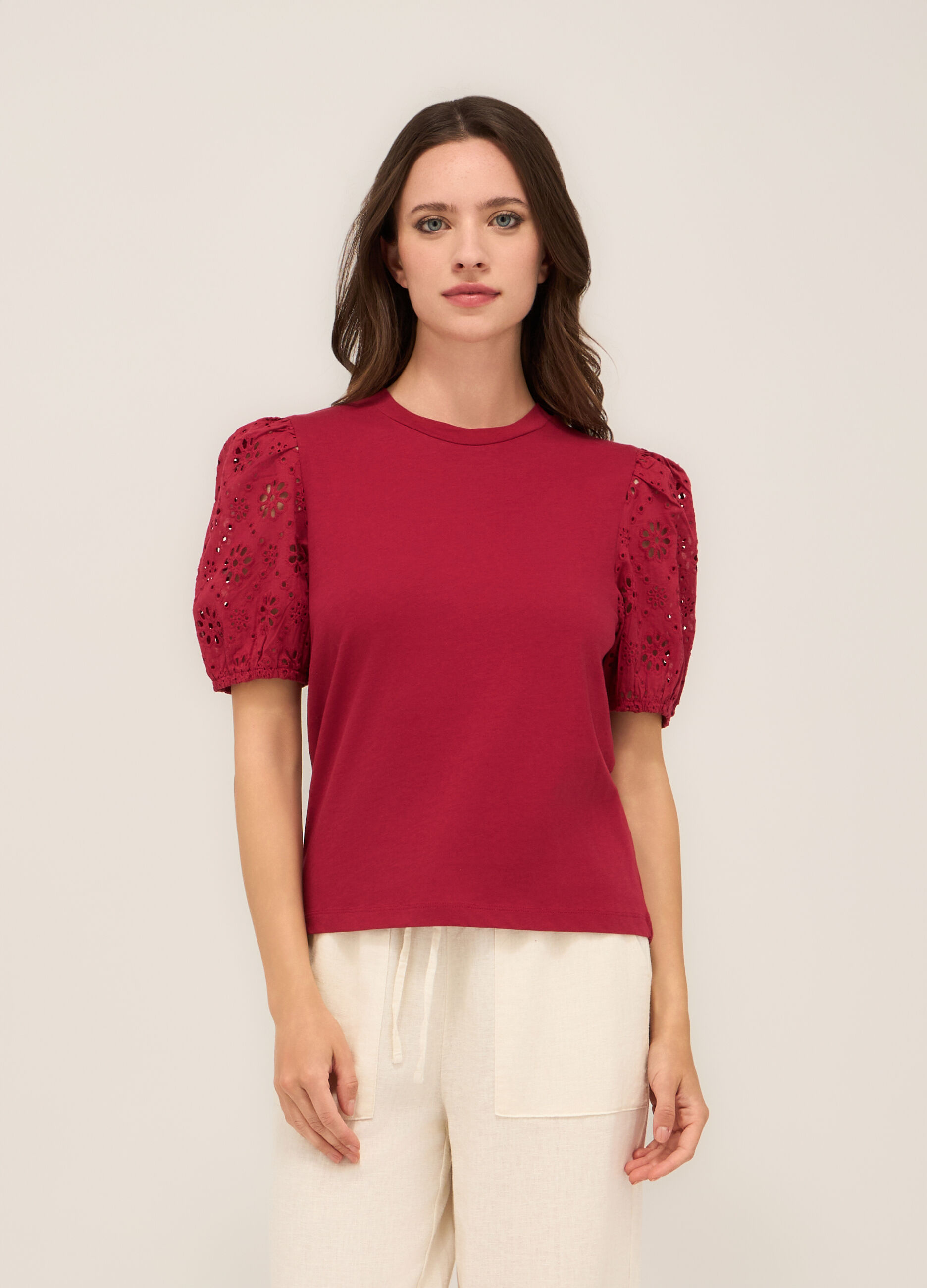 T-shirt in jersey di puro cotone donna_0