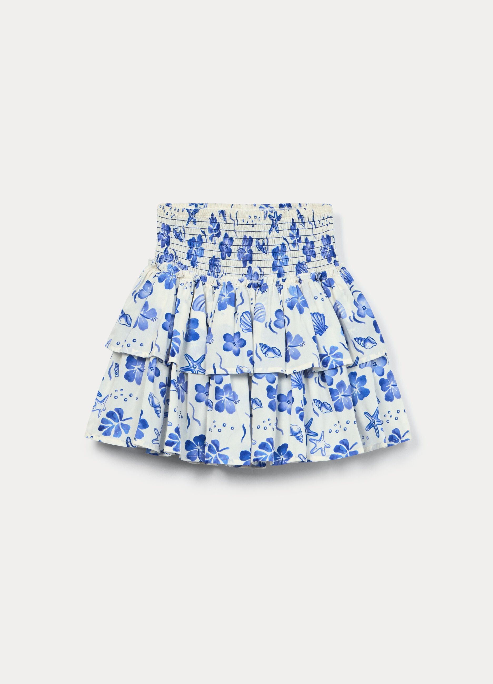 Gonna corta a balze in american crepe bambina_1