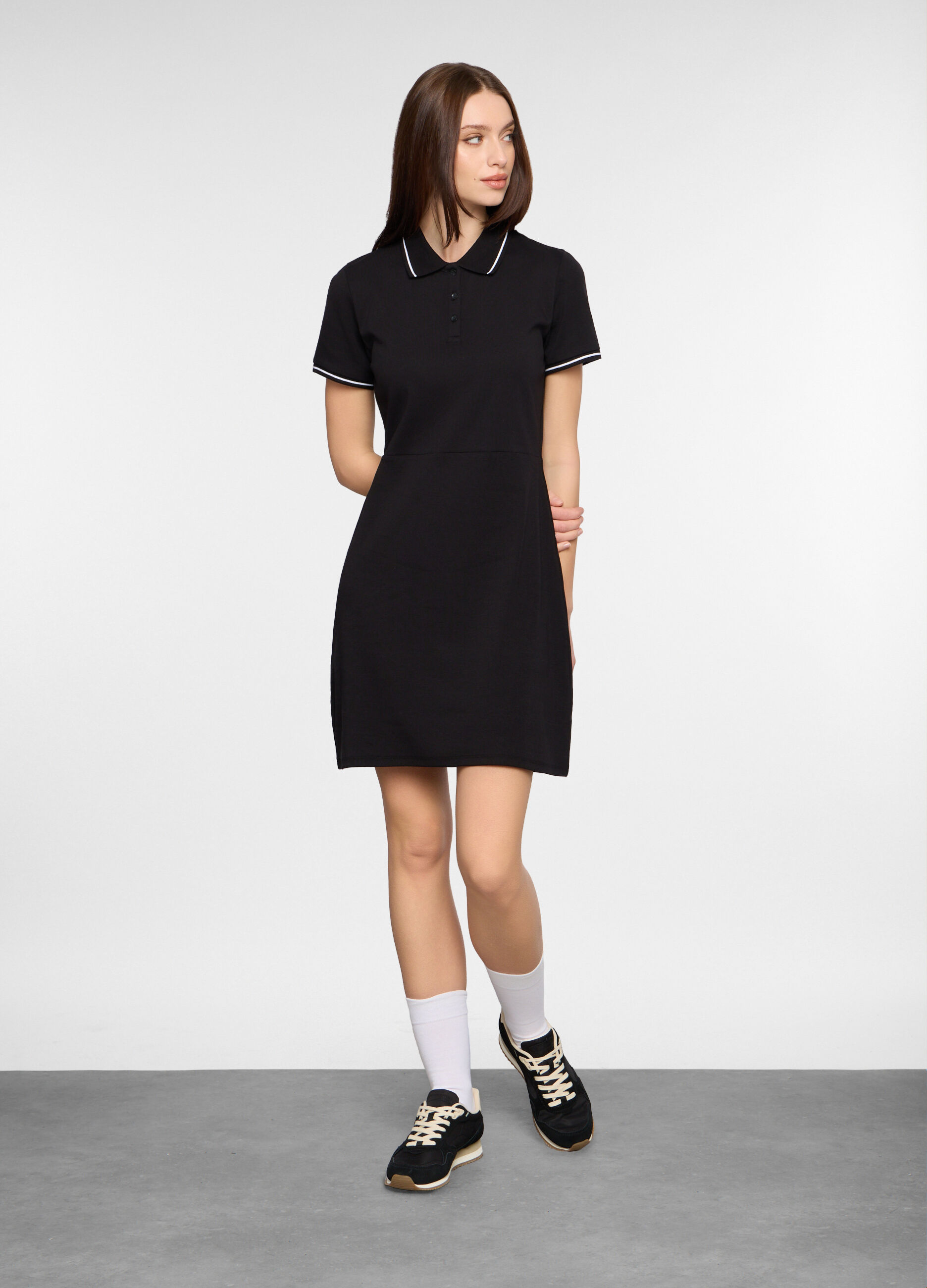 Abito corto in costina stretch donna_0