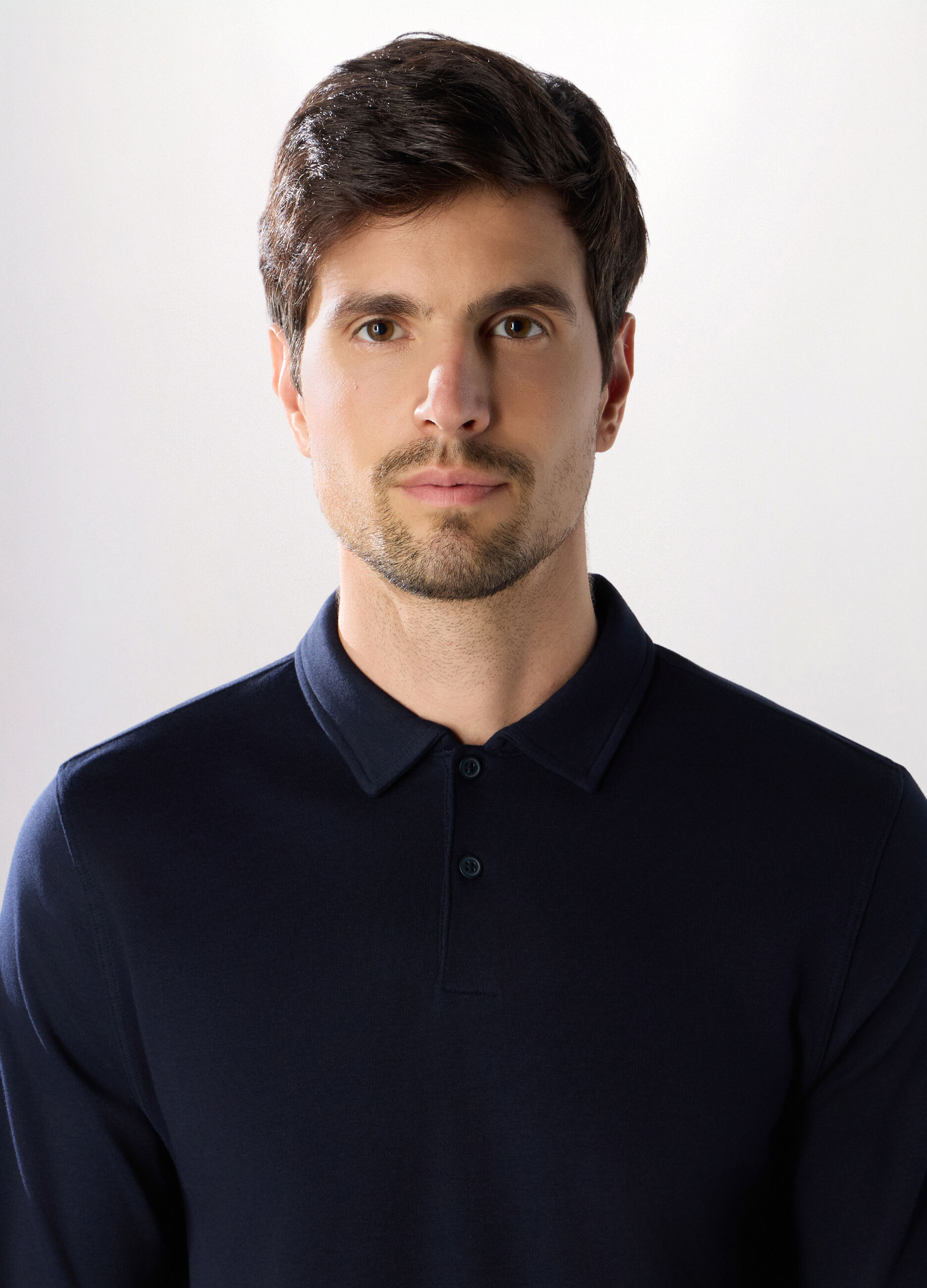 Polo a maniche lunghe in interlock di cotone_2