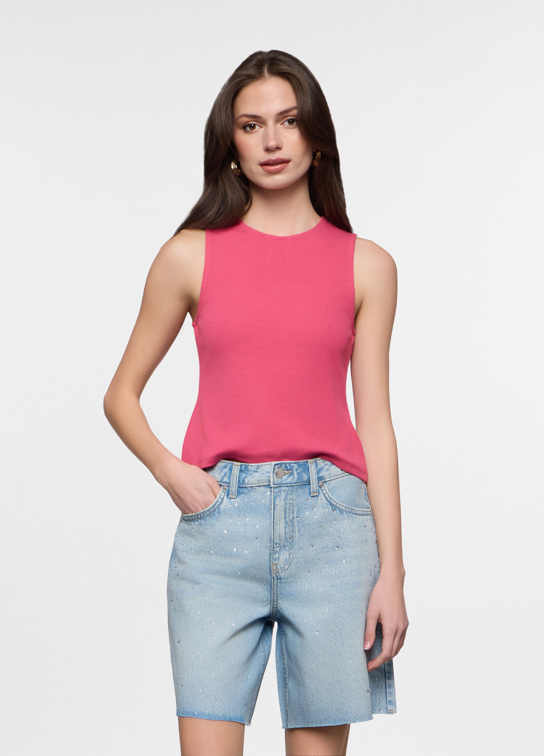 Top girocollo stretch donna_0