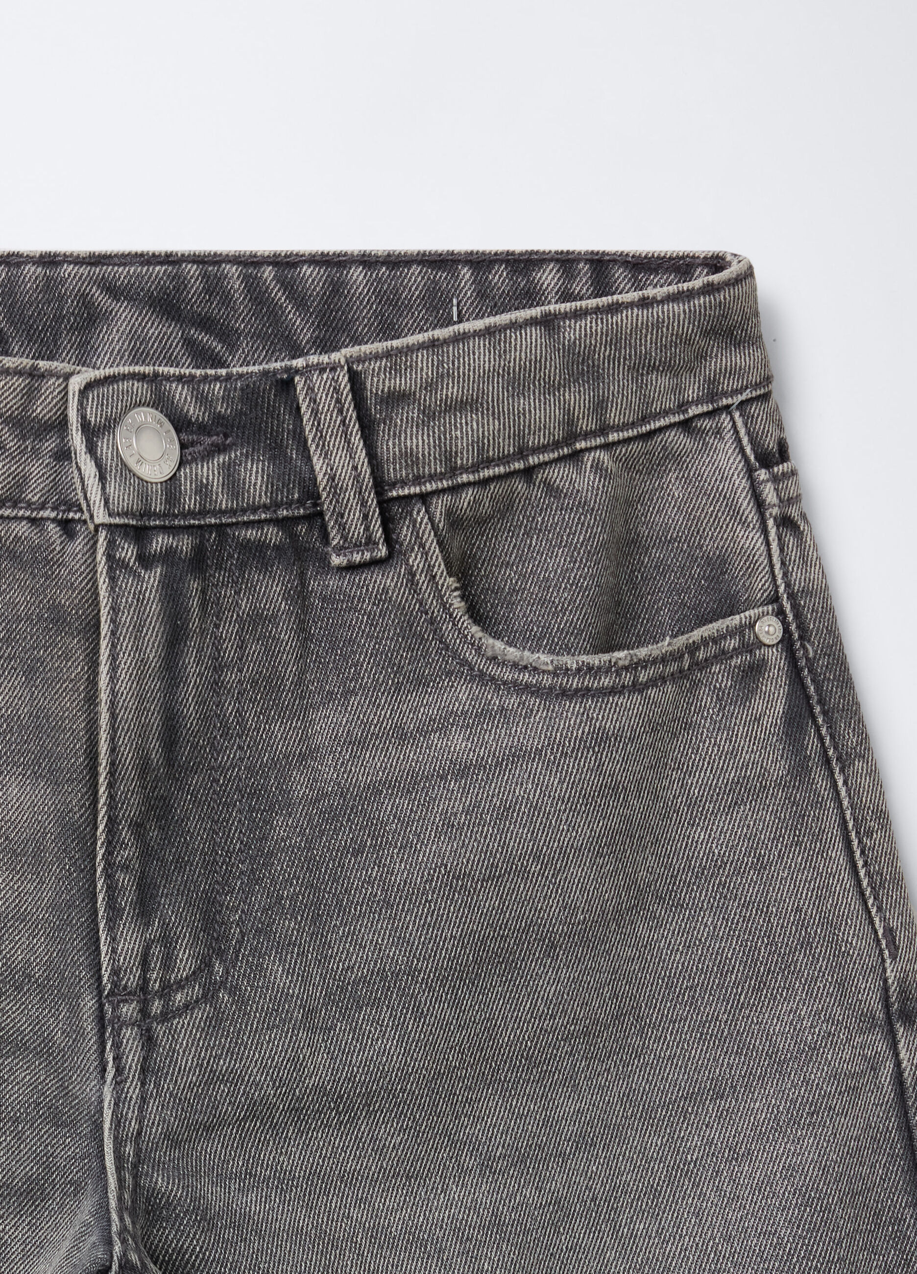 Pantaloni in denim misto cotone Wide Leg ragazza_2