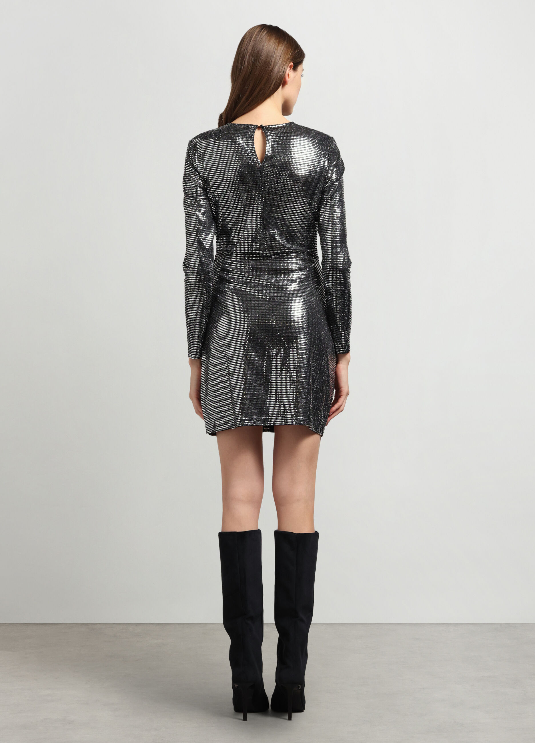 Abito corto in paillettes e filo lurex donna_1
