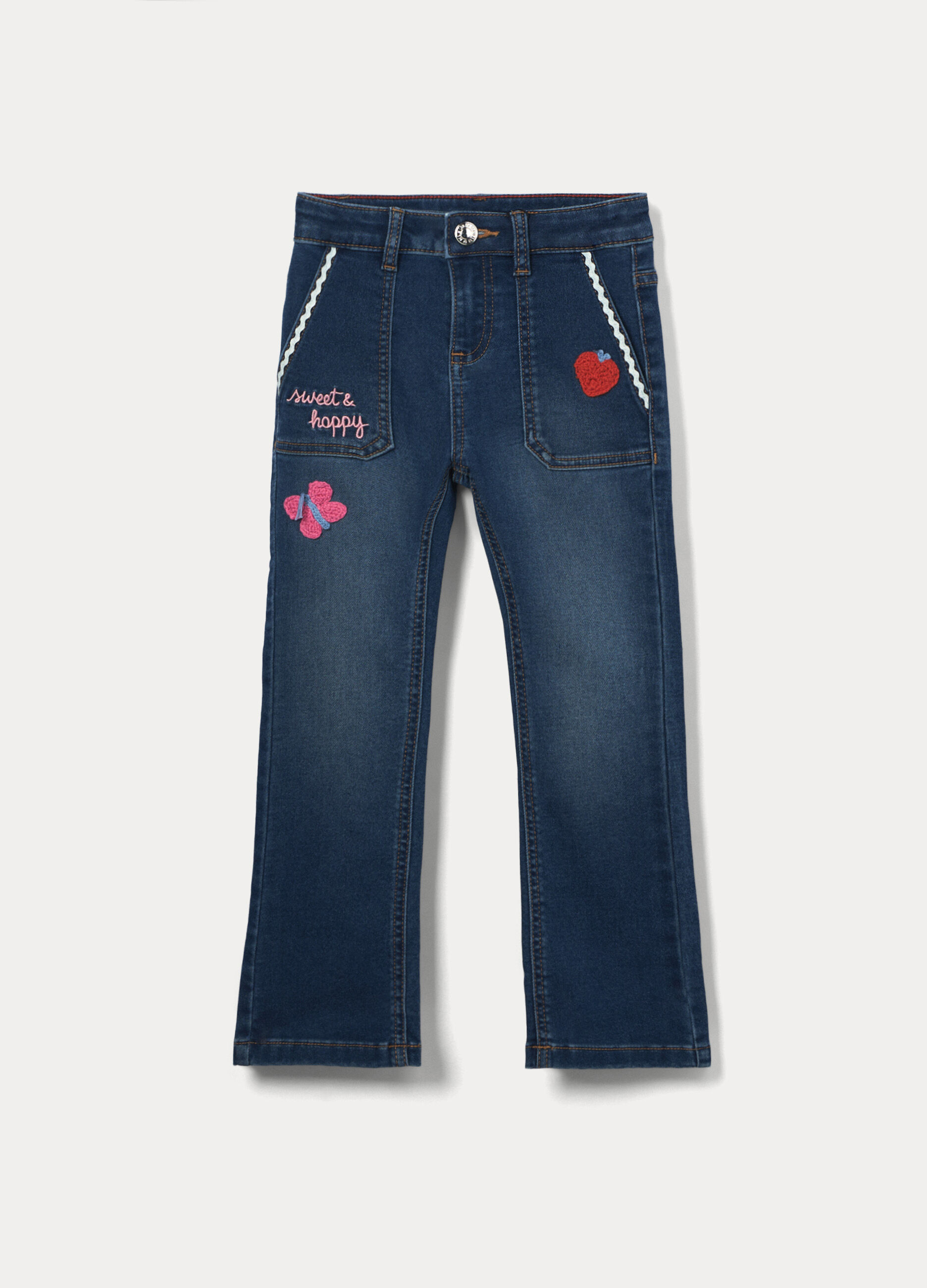 Pantaloni flare fit in denim di misto cotone bambina_0
