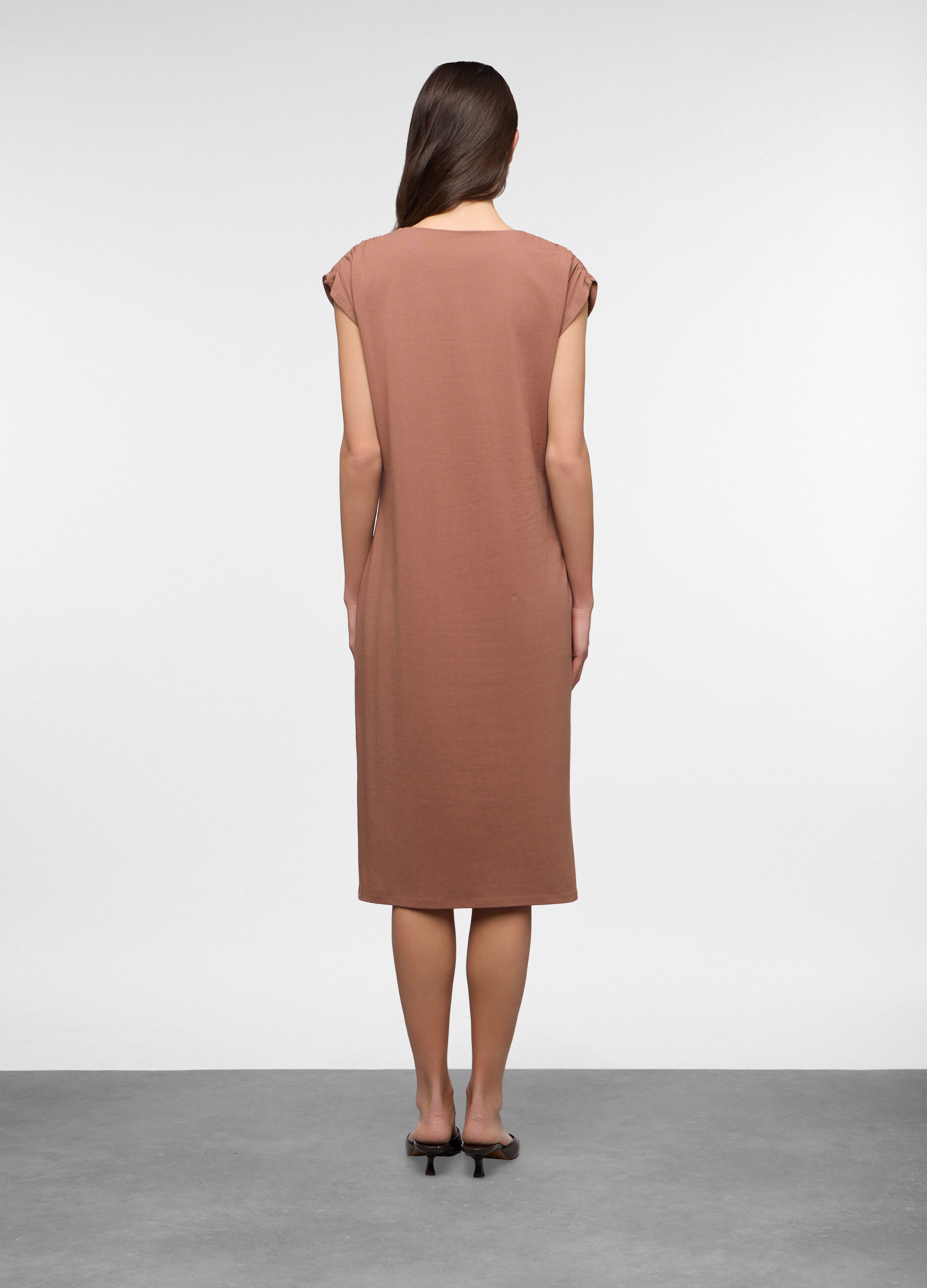 Abito smanicato in jersey di cotone stretch donna