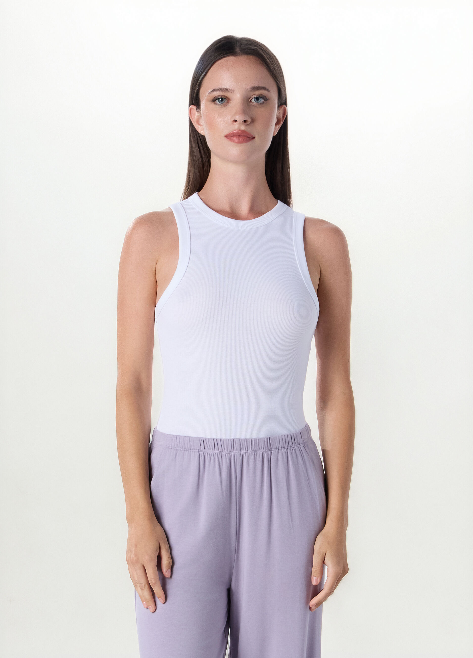 Canotta intima in costina di cotone stretch donna_0