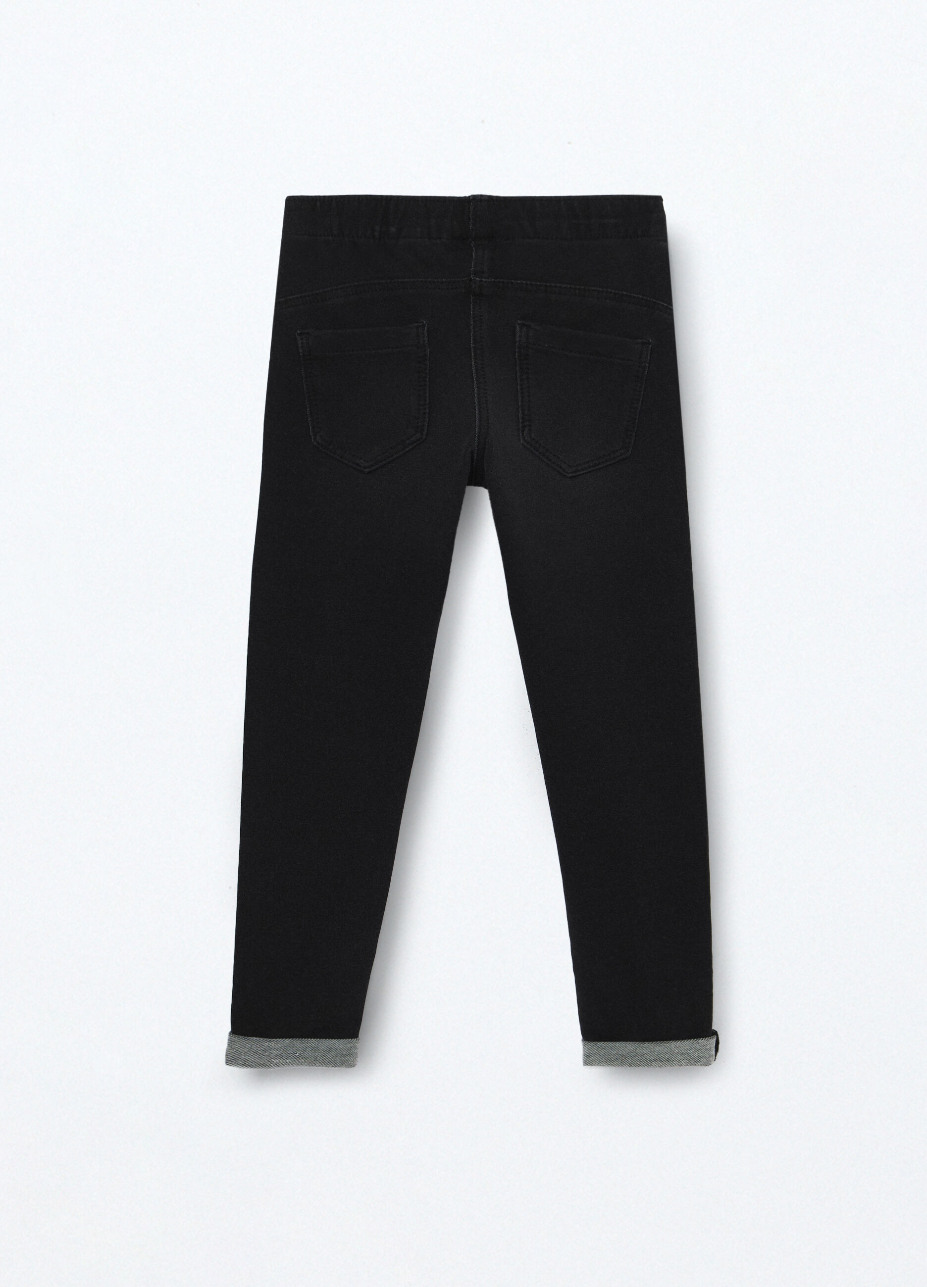 Jeggings in french terry denim misto cotone bambina_1