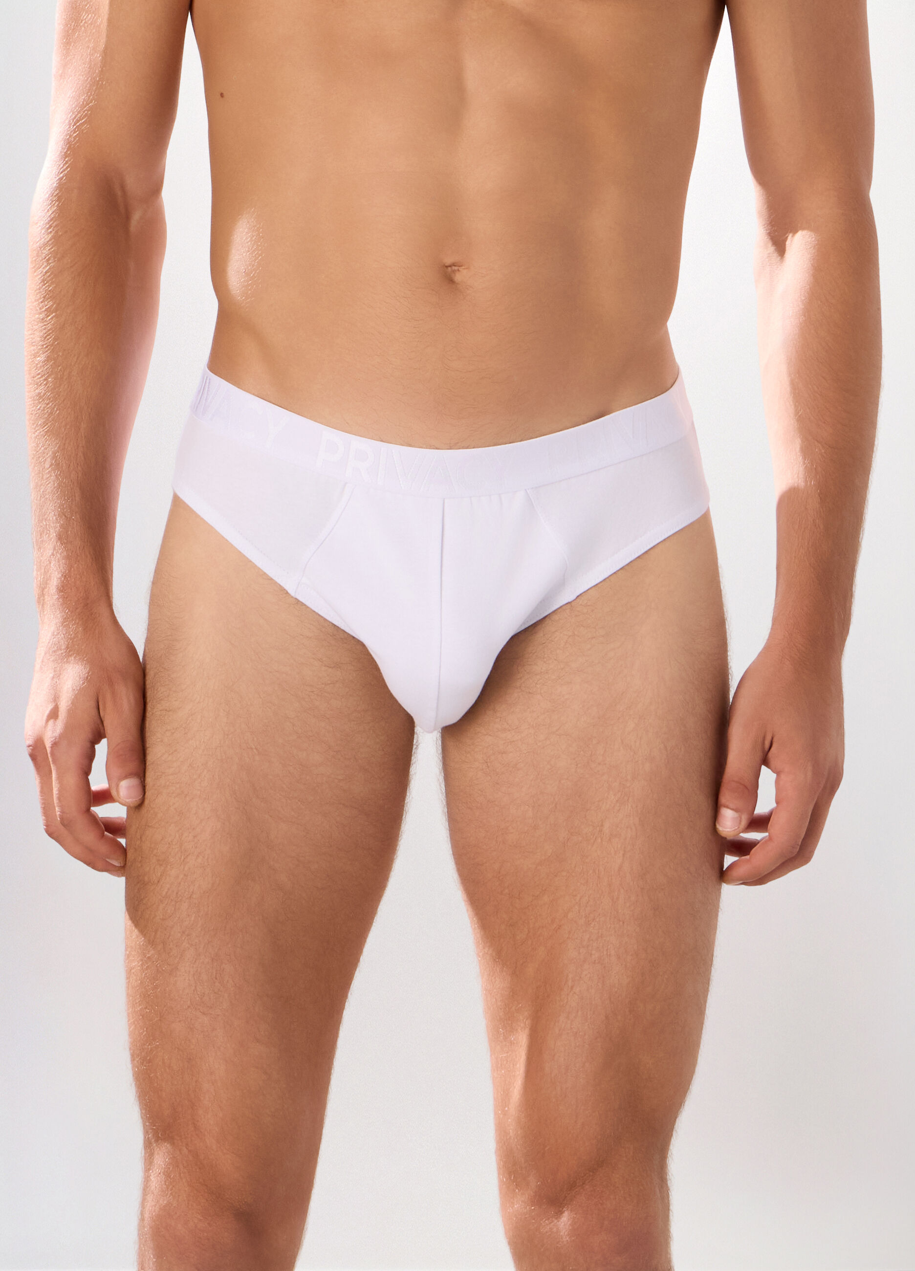 Slip in cotone stretch con logo uomo_1