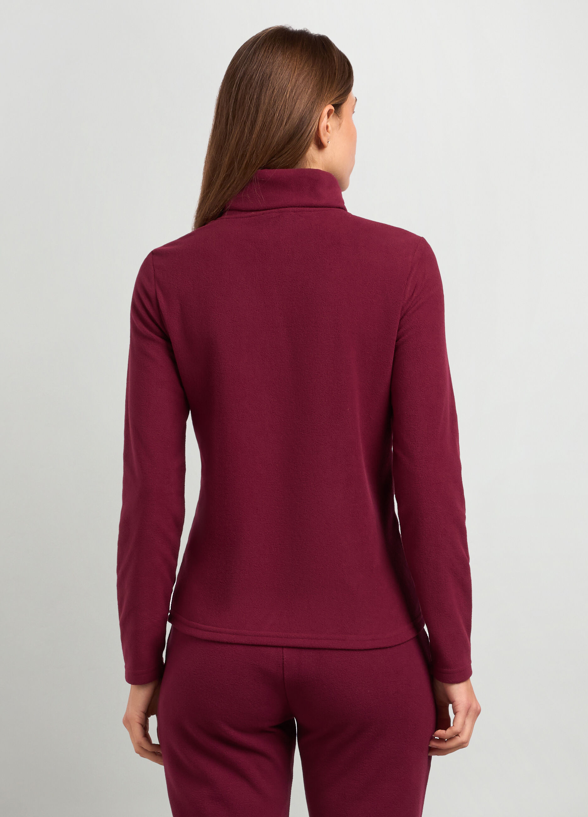 Felpa in pile a collo alto donna_1