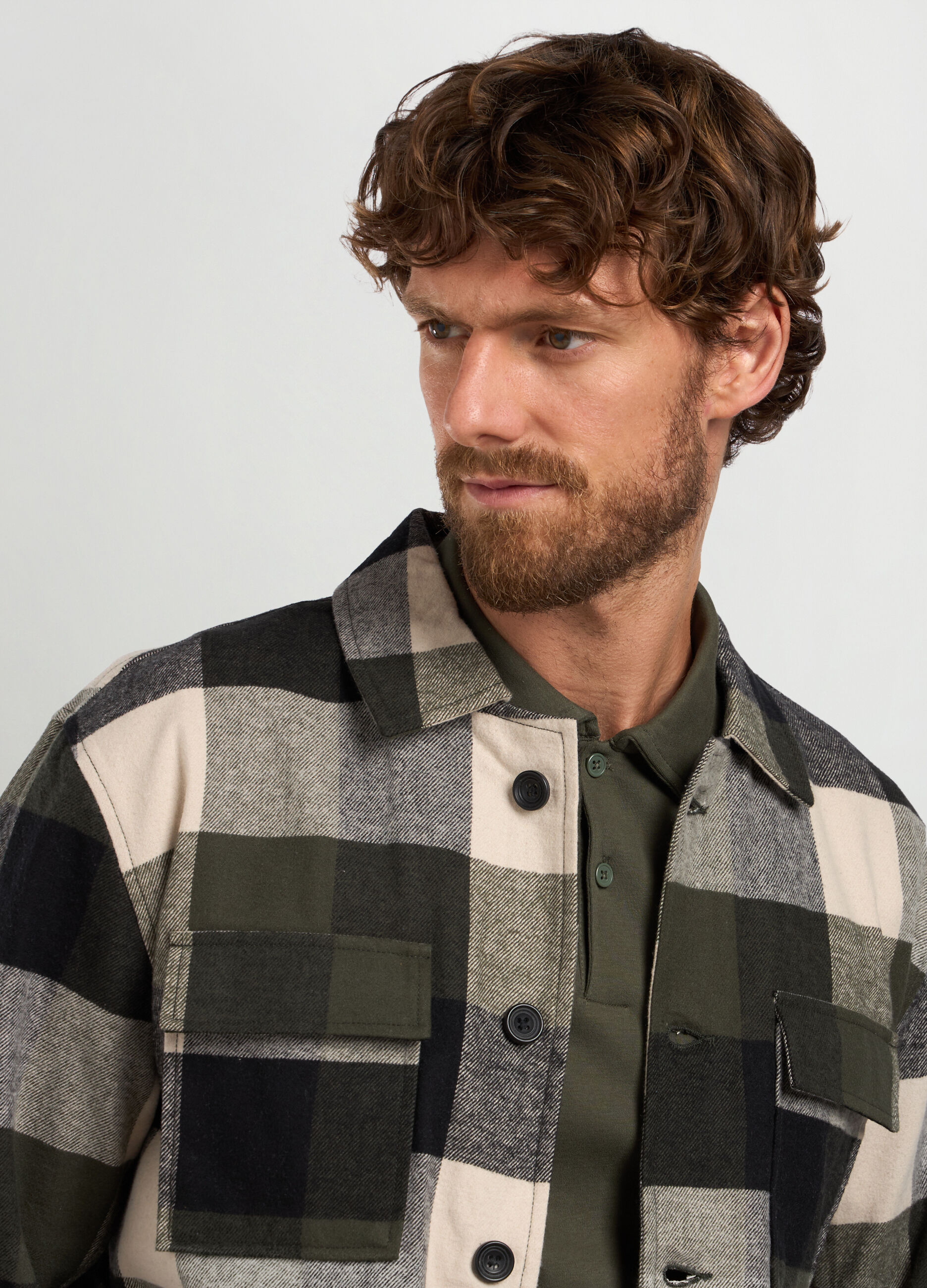 Overshirt a quadri in flanella uomo_2
