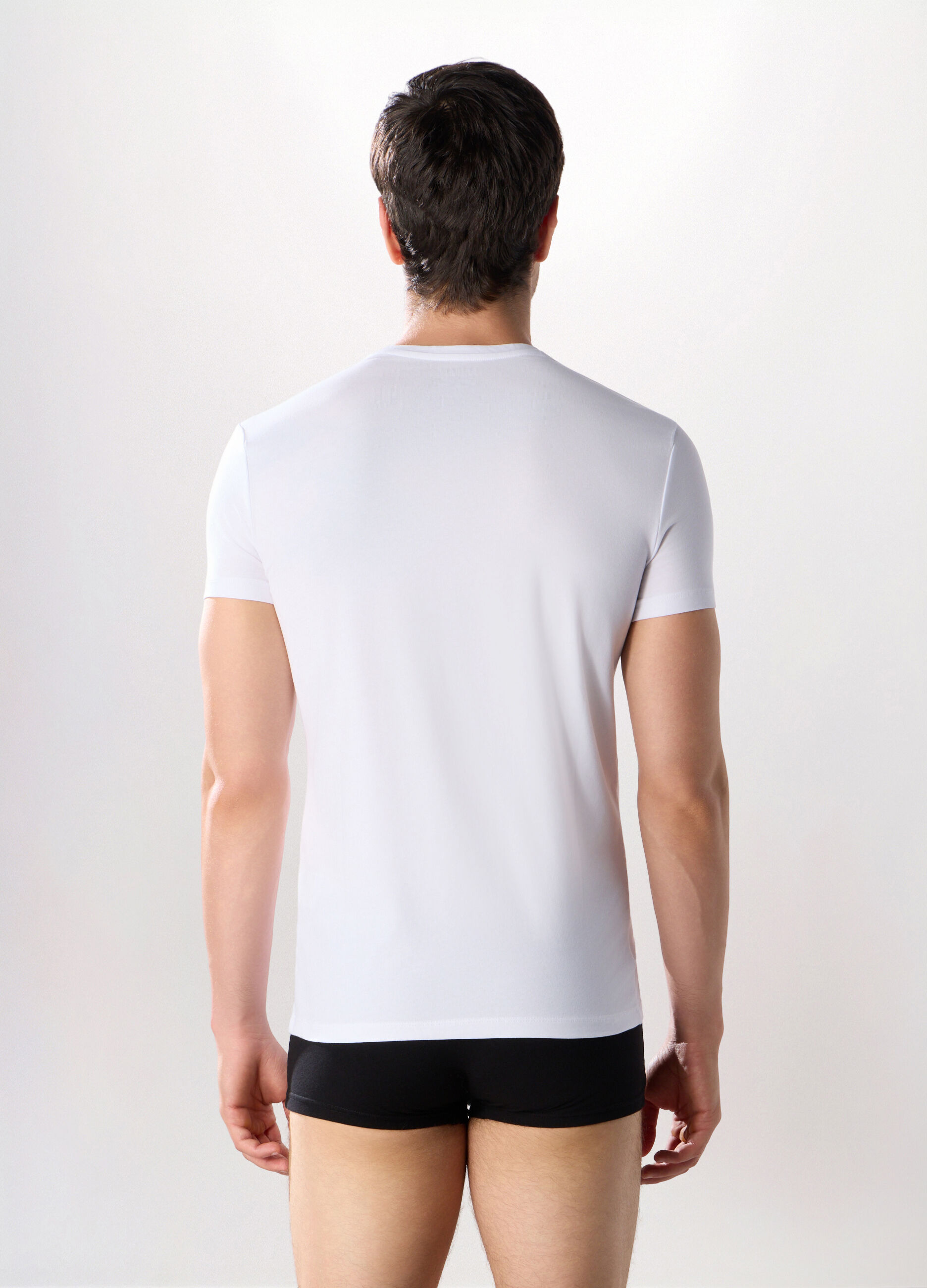 T-shirt girocollo in cotone stretch uomo