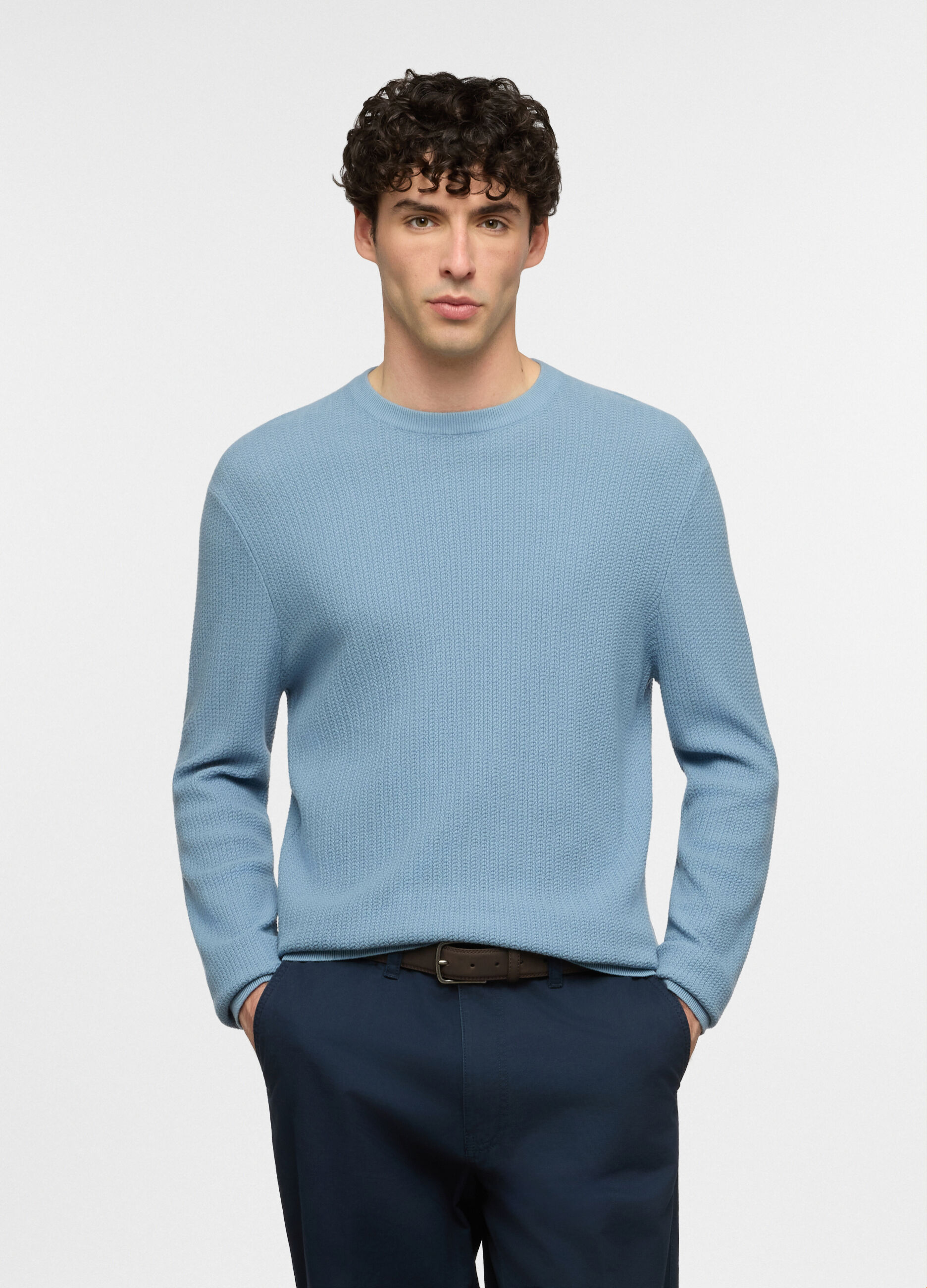 Maglione girocollo in cotone uomo_0