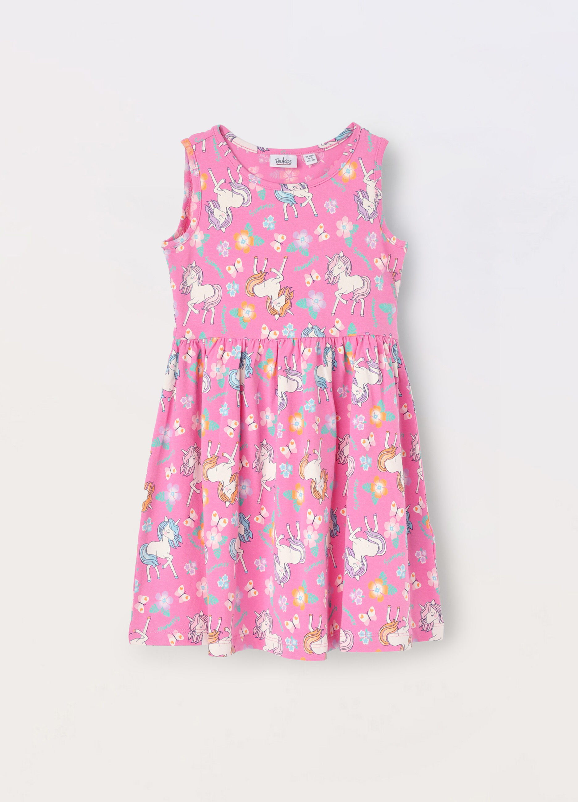 Vestito smanicato in jersey di cotone stretch bambina_0