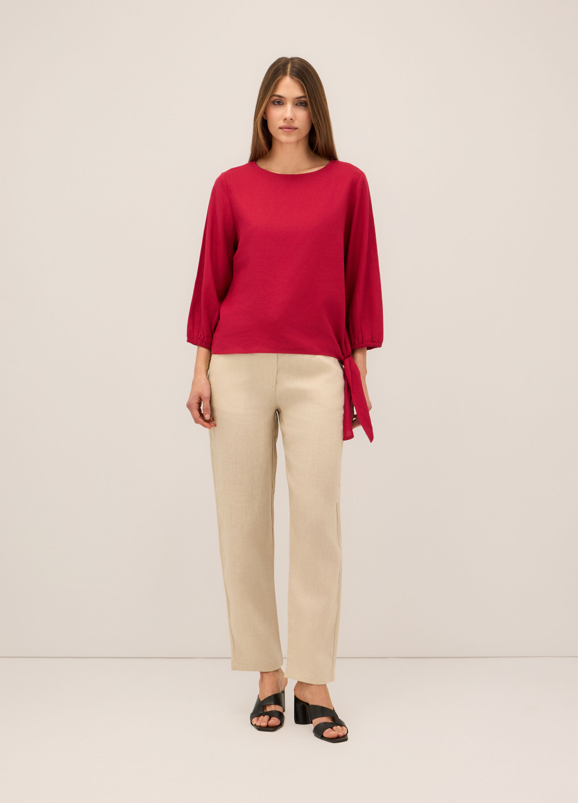 Pantaloni in puro lino donna