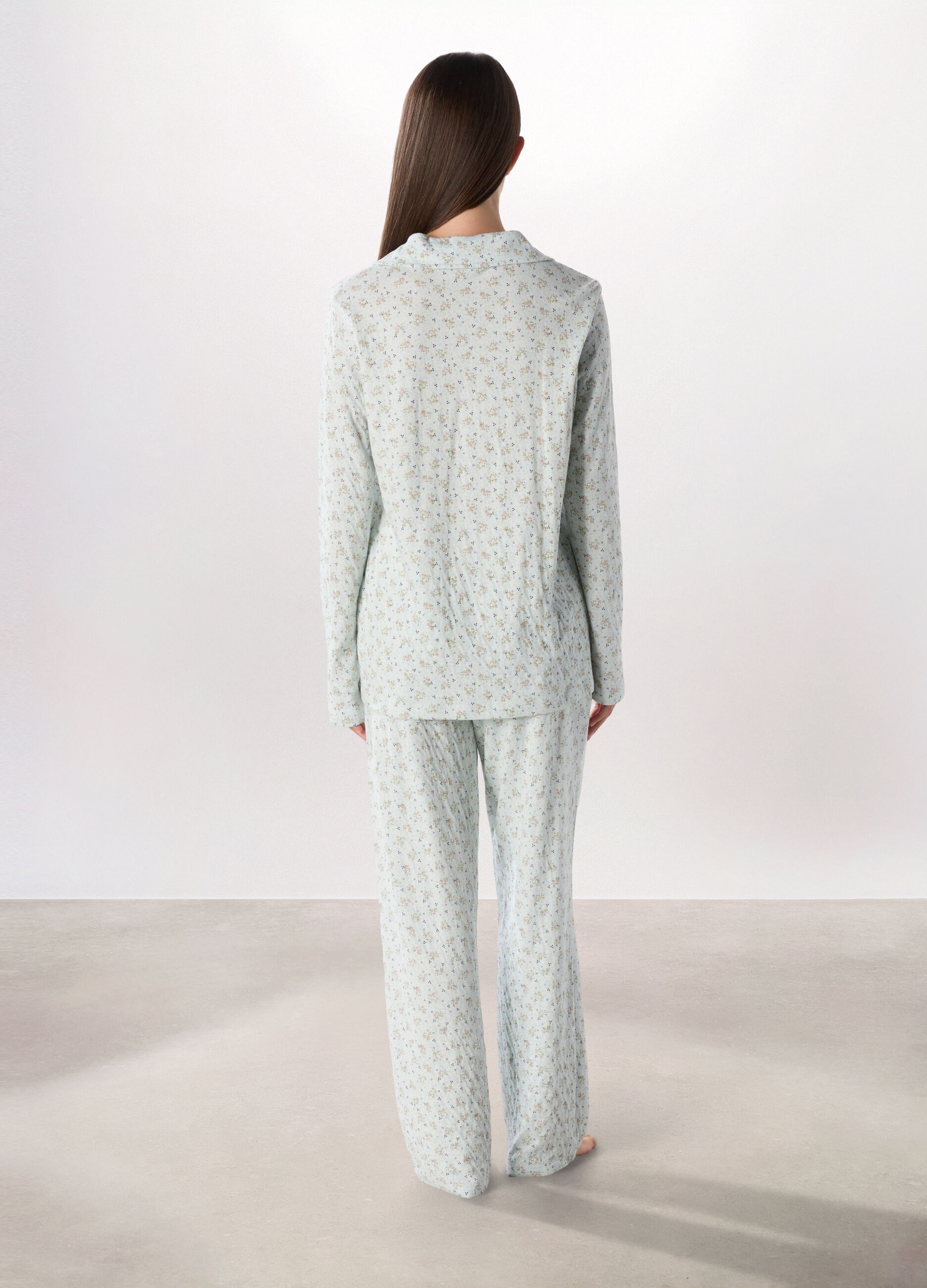 Set pigiama lungo in puro cotone donna_1