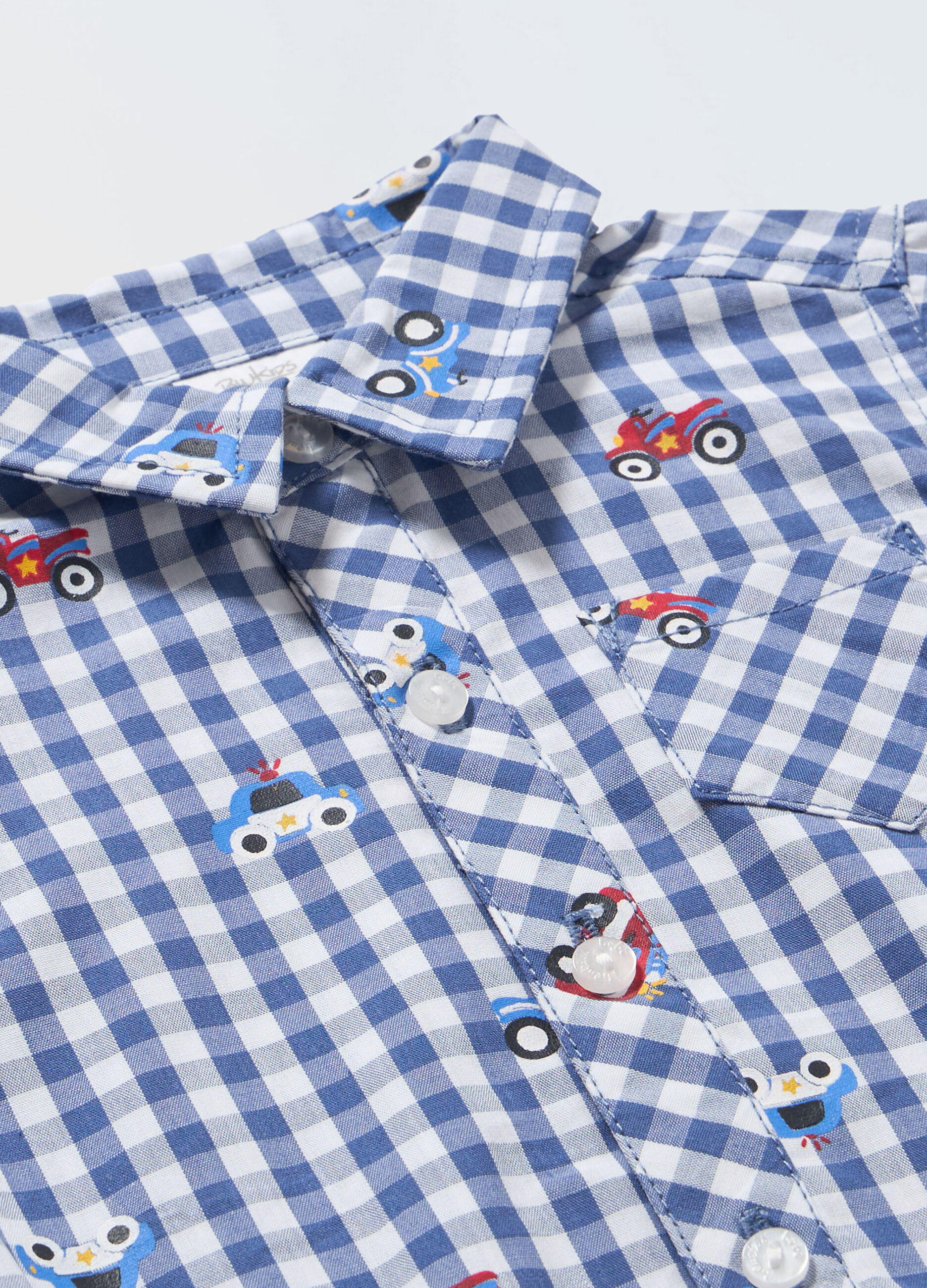 Body a camicia in puro cotone popeline neonato_1