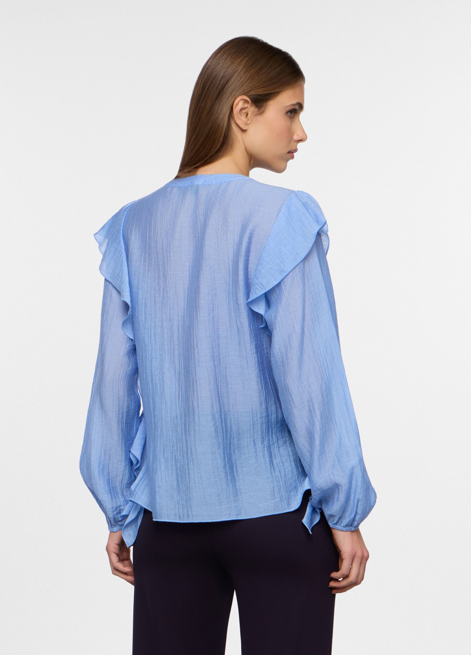 Camicia crepe con rouches donna_1
