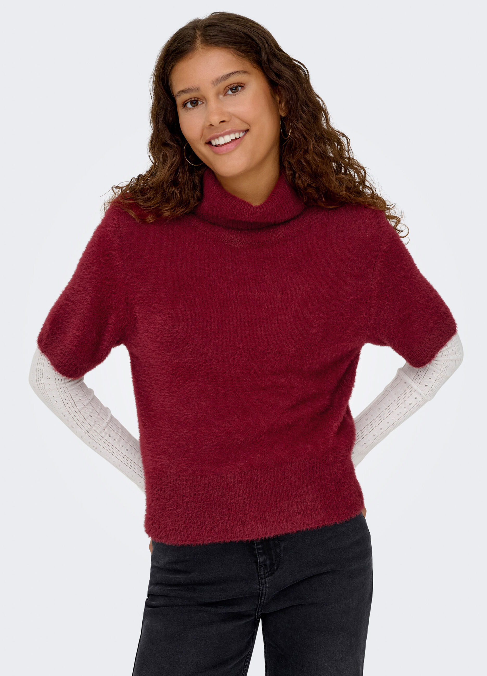 Tricot fluffy a maniche corte donna_4