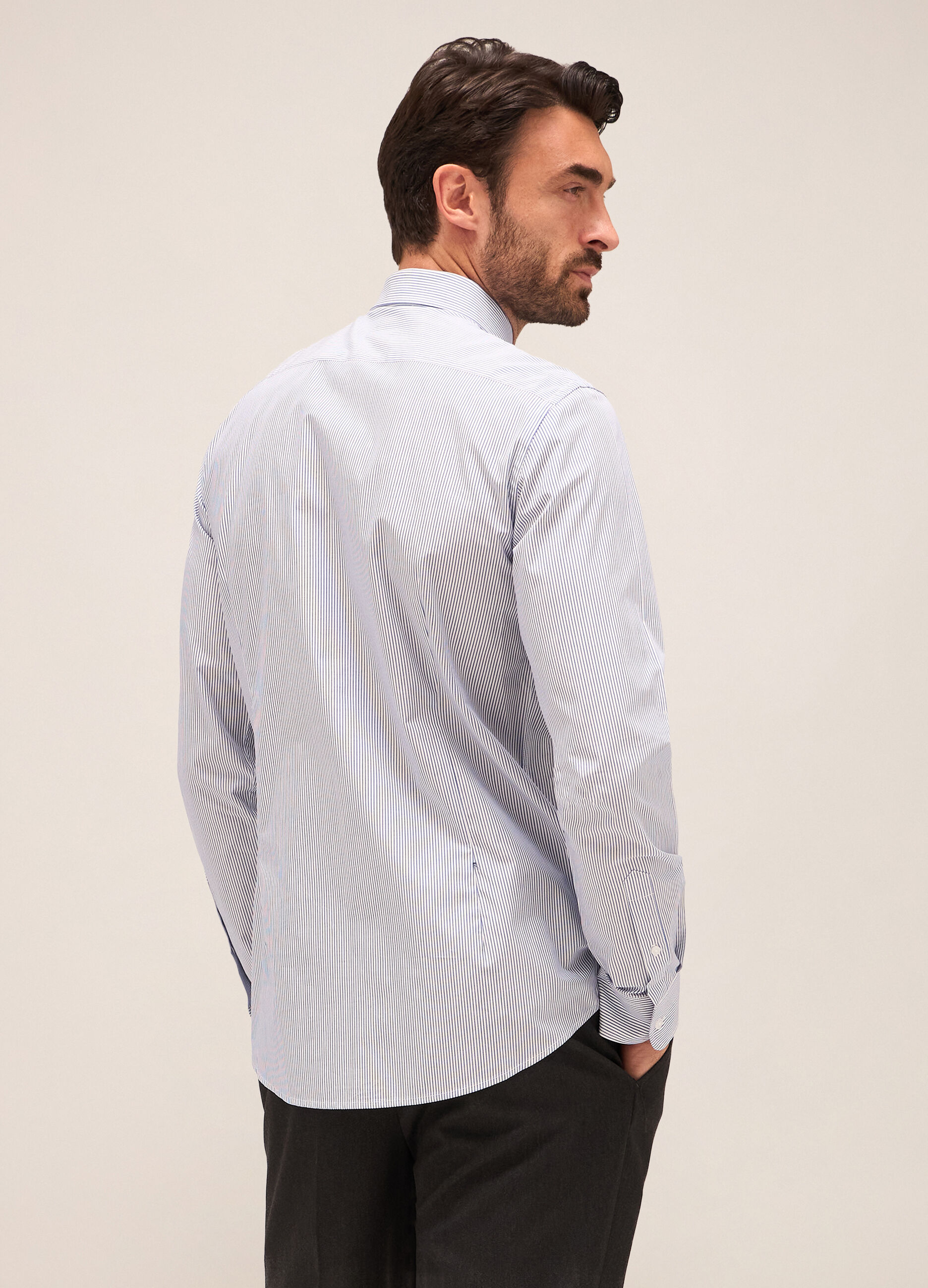 Camicia slim fit colletto francese in cotone uomo_1