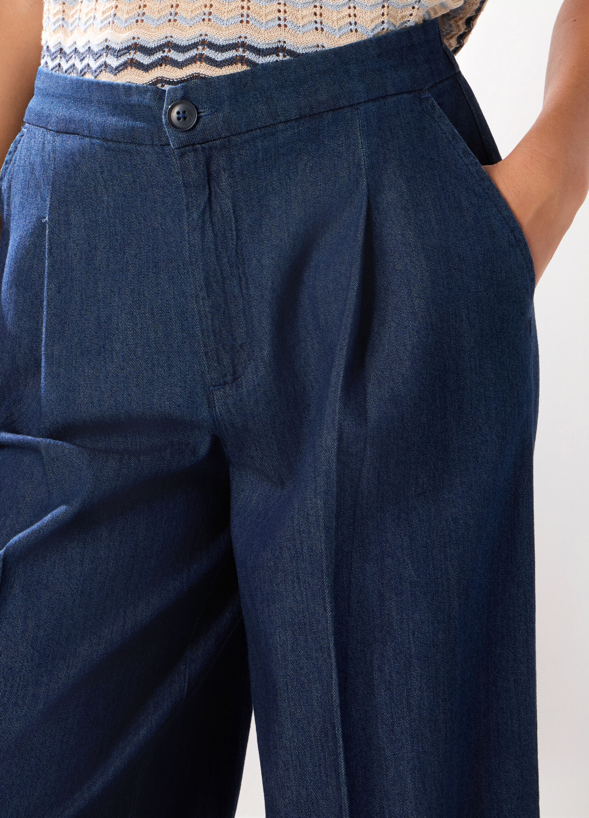 Pantaloni in denim di puro cotone donna_2