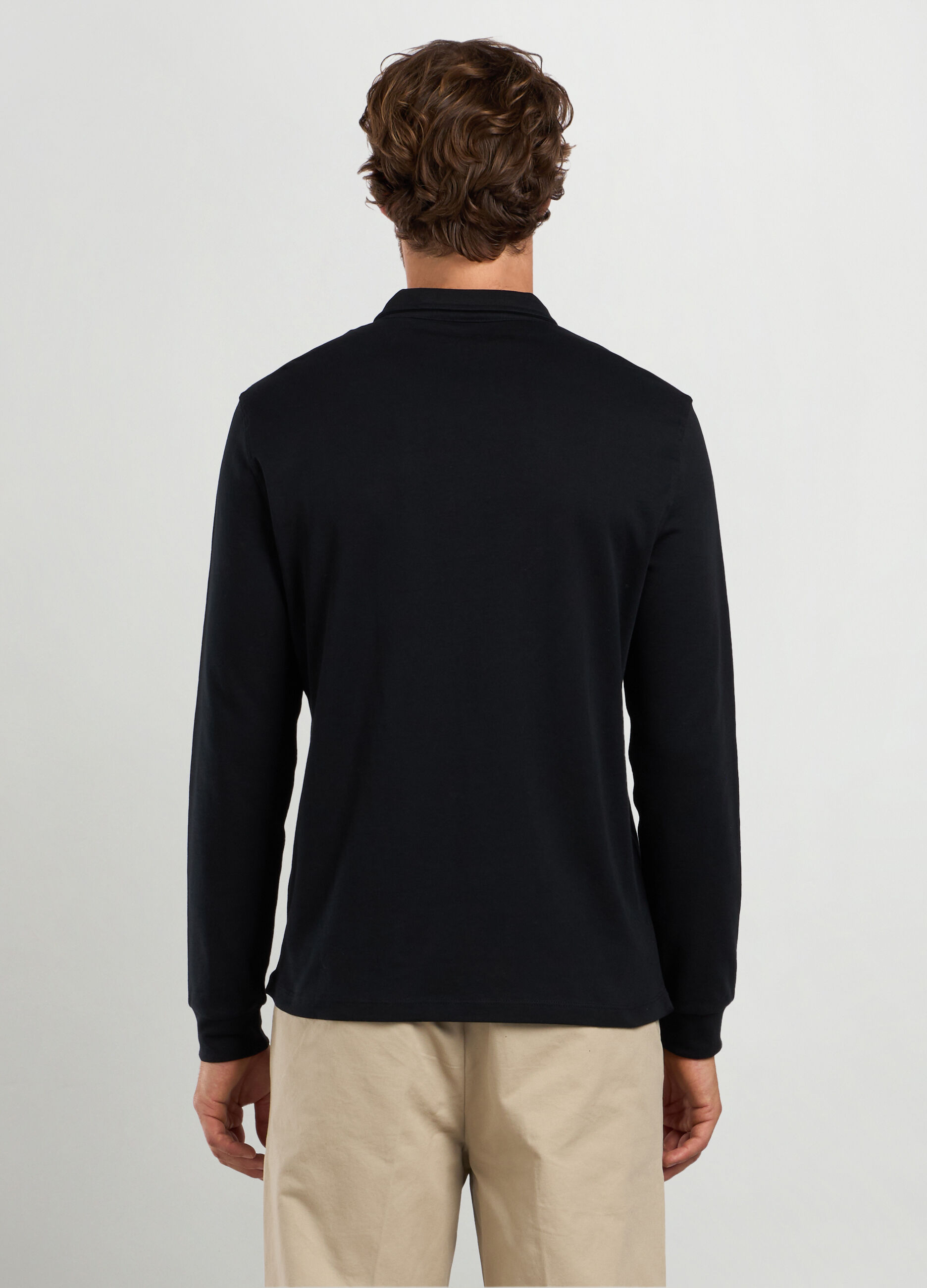 Polo a maniche lunghe in puro cotone uomo_1