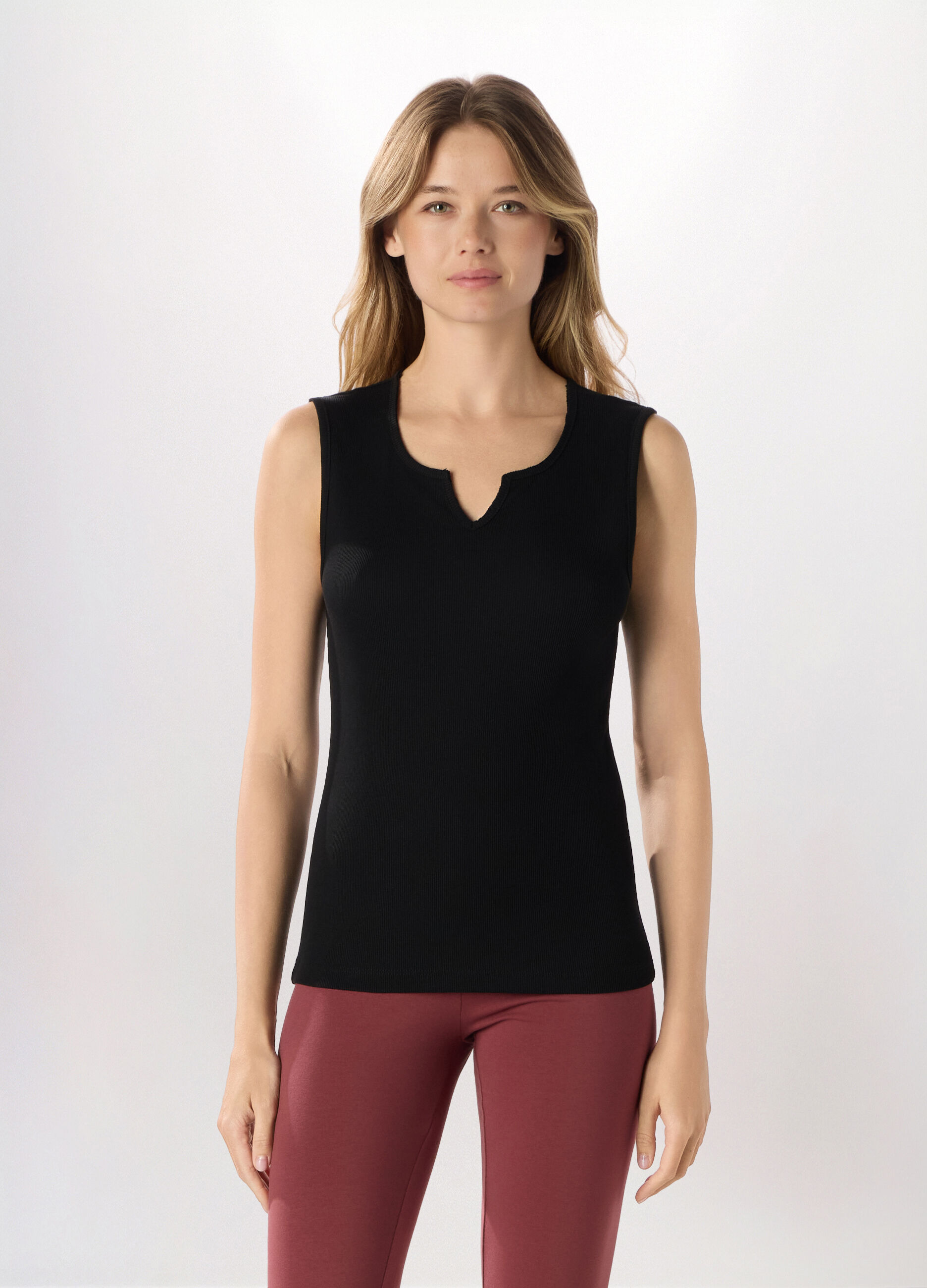 Canotta in costina di puro cotone donna_0