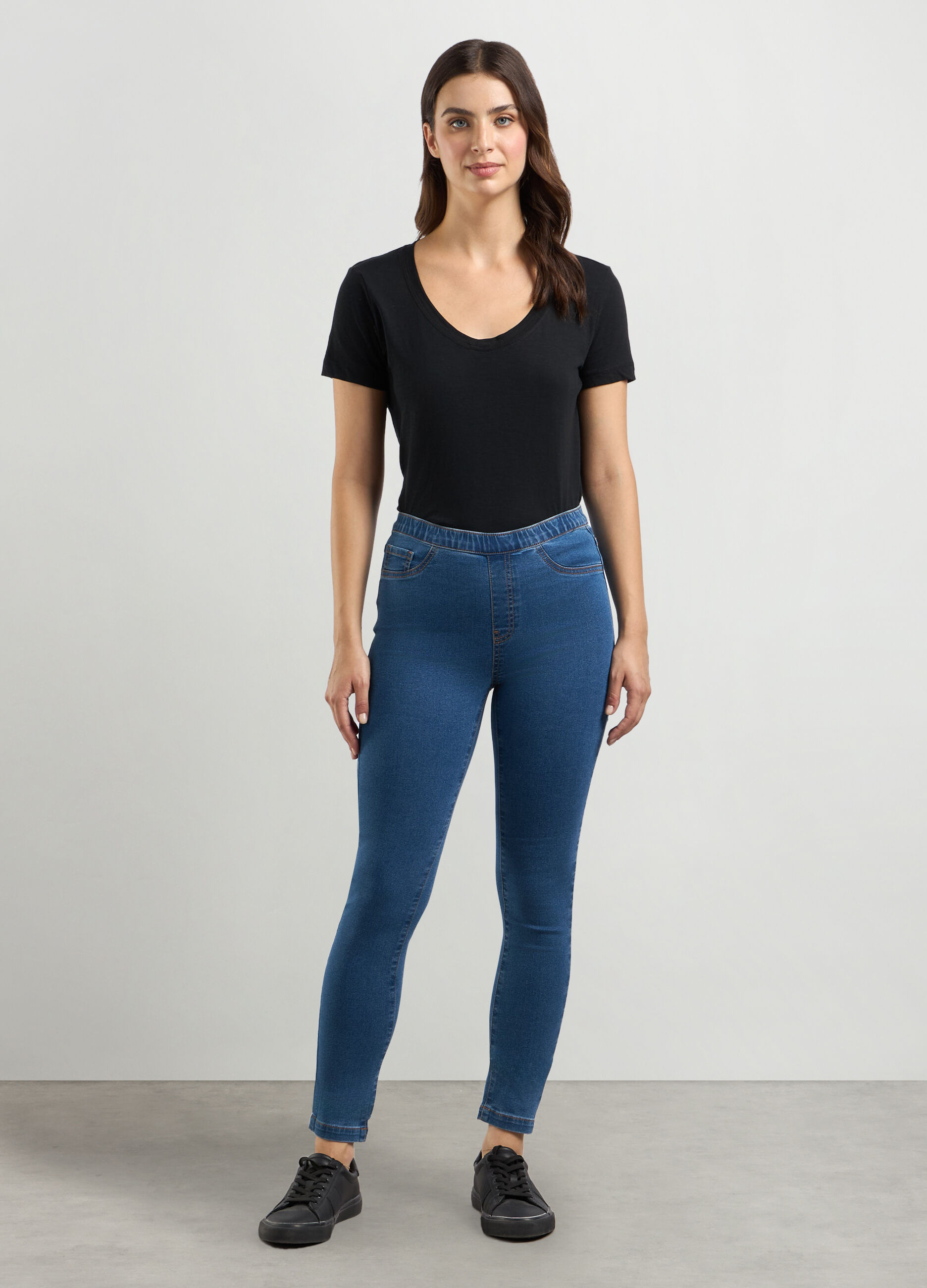 Jeggings in denim di misto cotone stretch donna_0