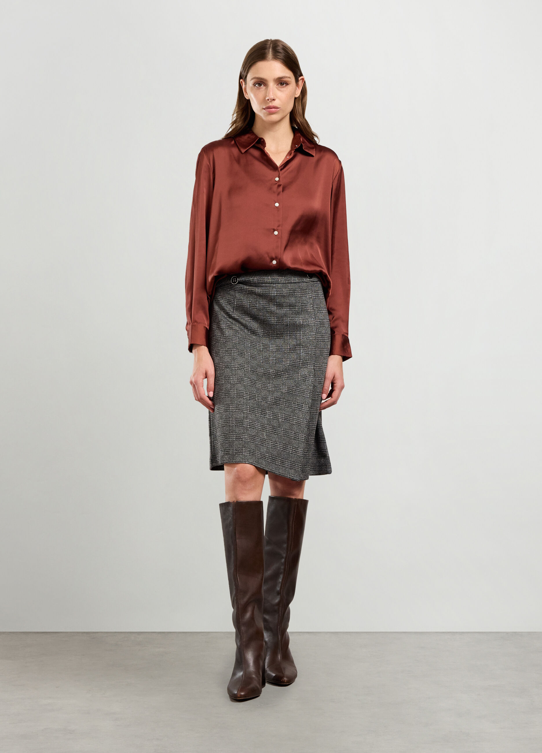 Gonna in maglia a quadri donna_0