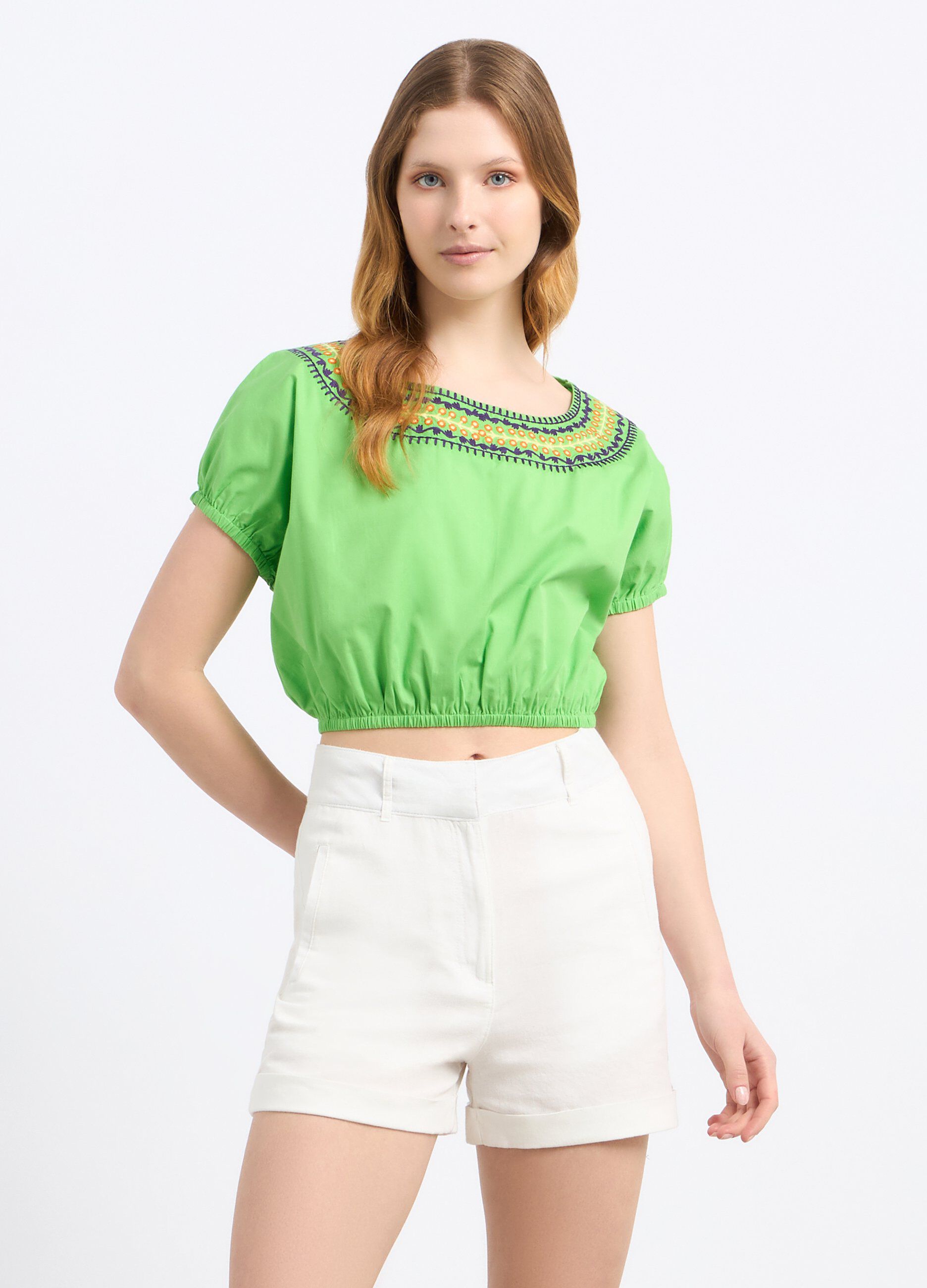 Blusa cropped in puro cotone donna_0