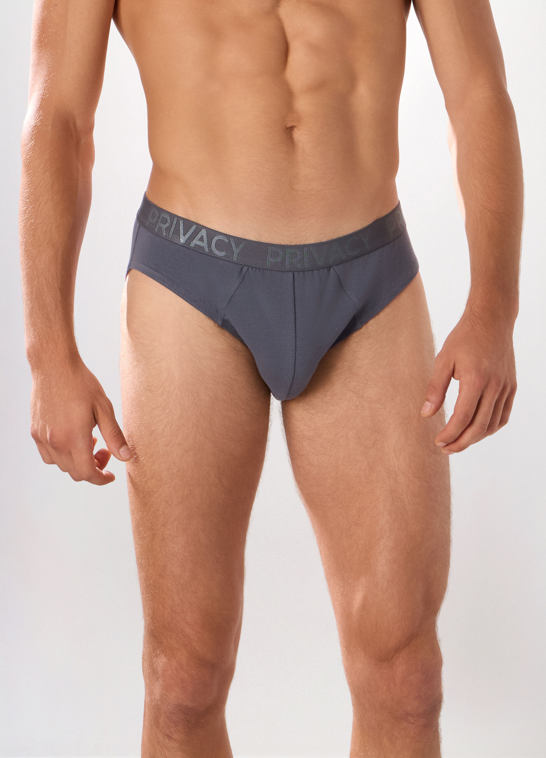 Slip in cotone stretch con logo uomo_1