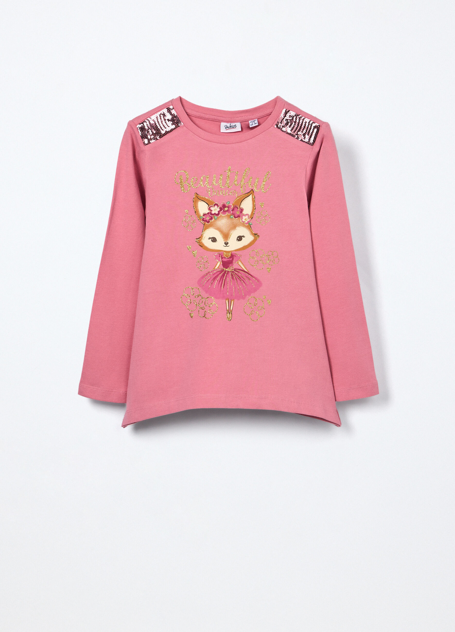 T-shirt in jersey di cotone stretch bambina_0