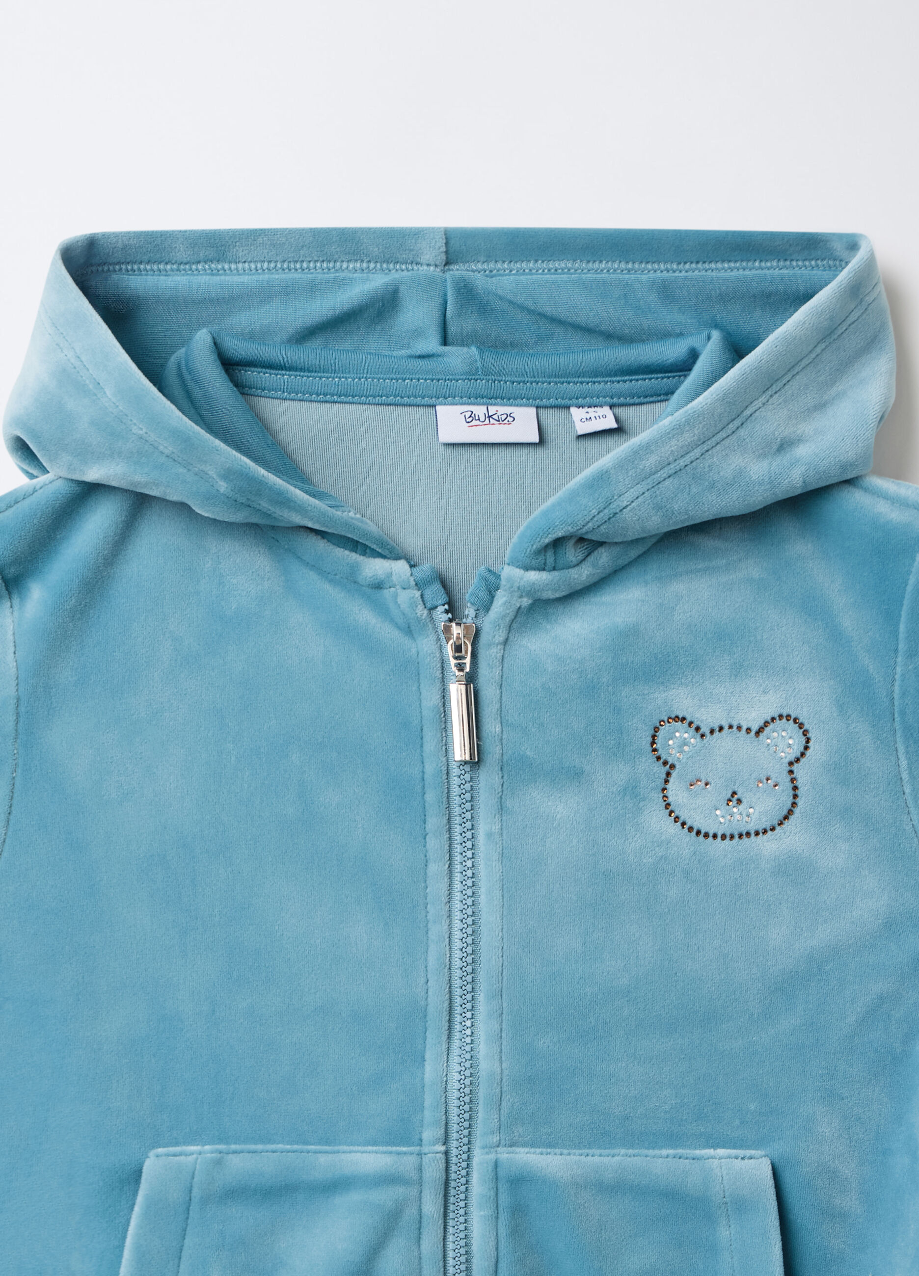 Felpa in velluto relexed fit con zip e cappuccio bambina_2