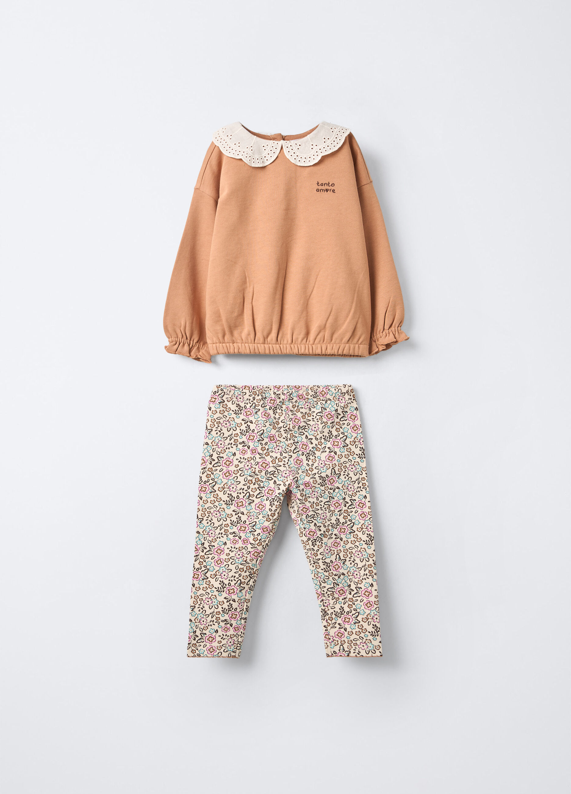 Jogging set in puro cotone garzato bimba_0