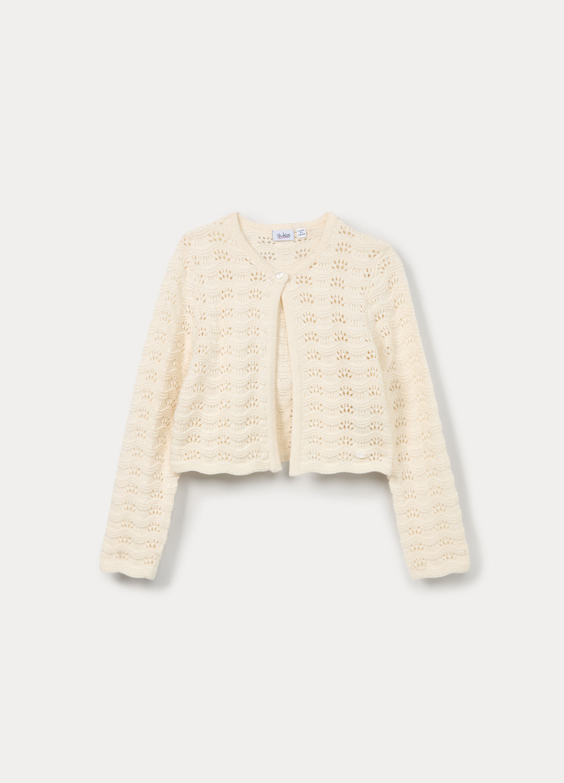 Cardigan operato in puro cotone bambina_0