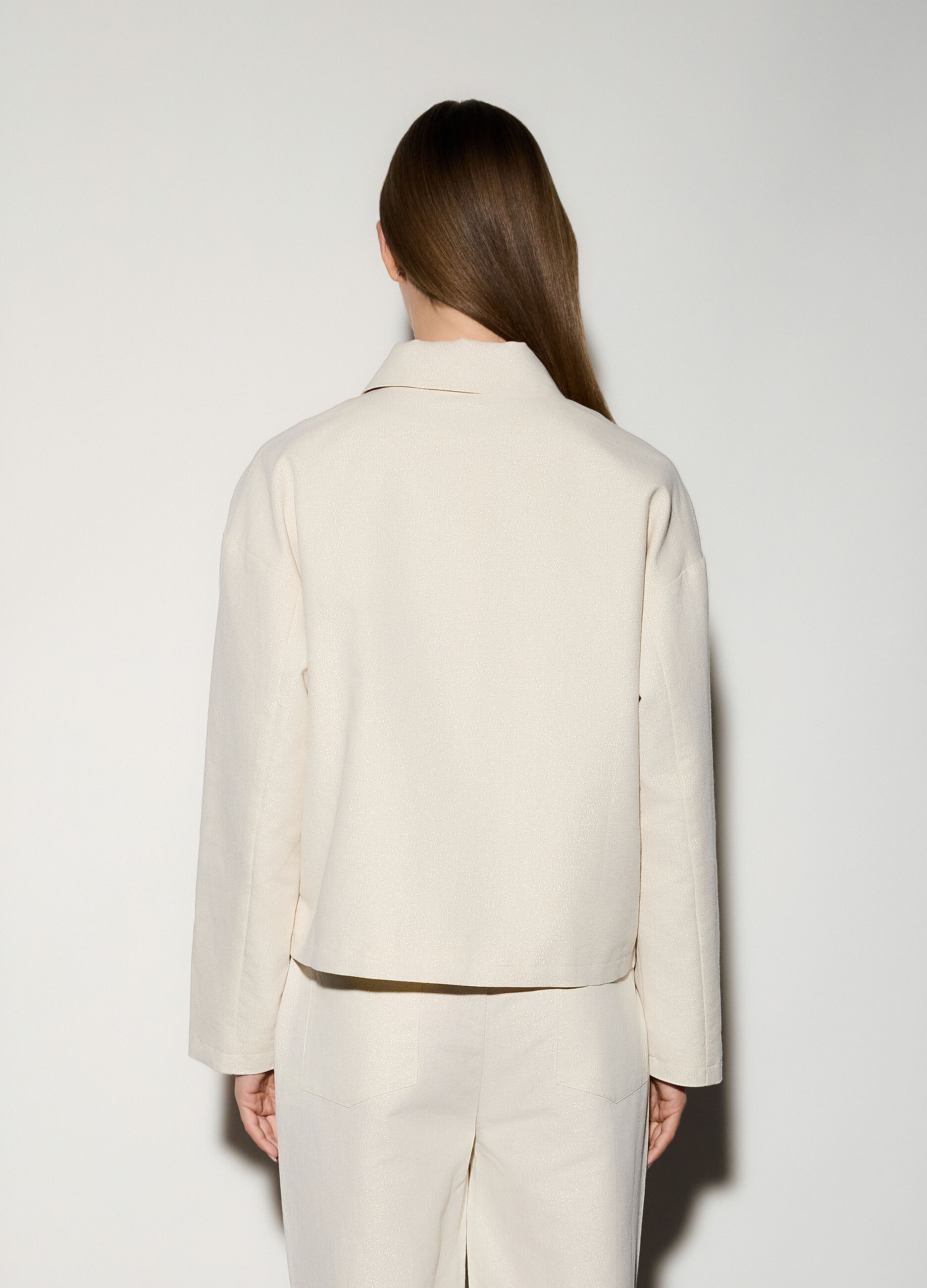 Giacchina misto lino con colletto alla francese donna_2
