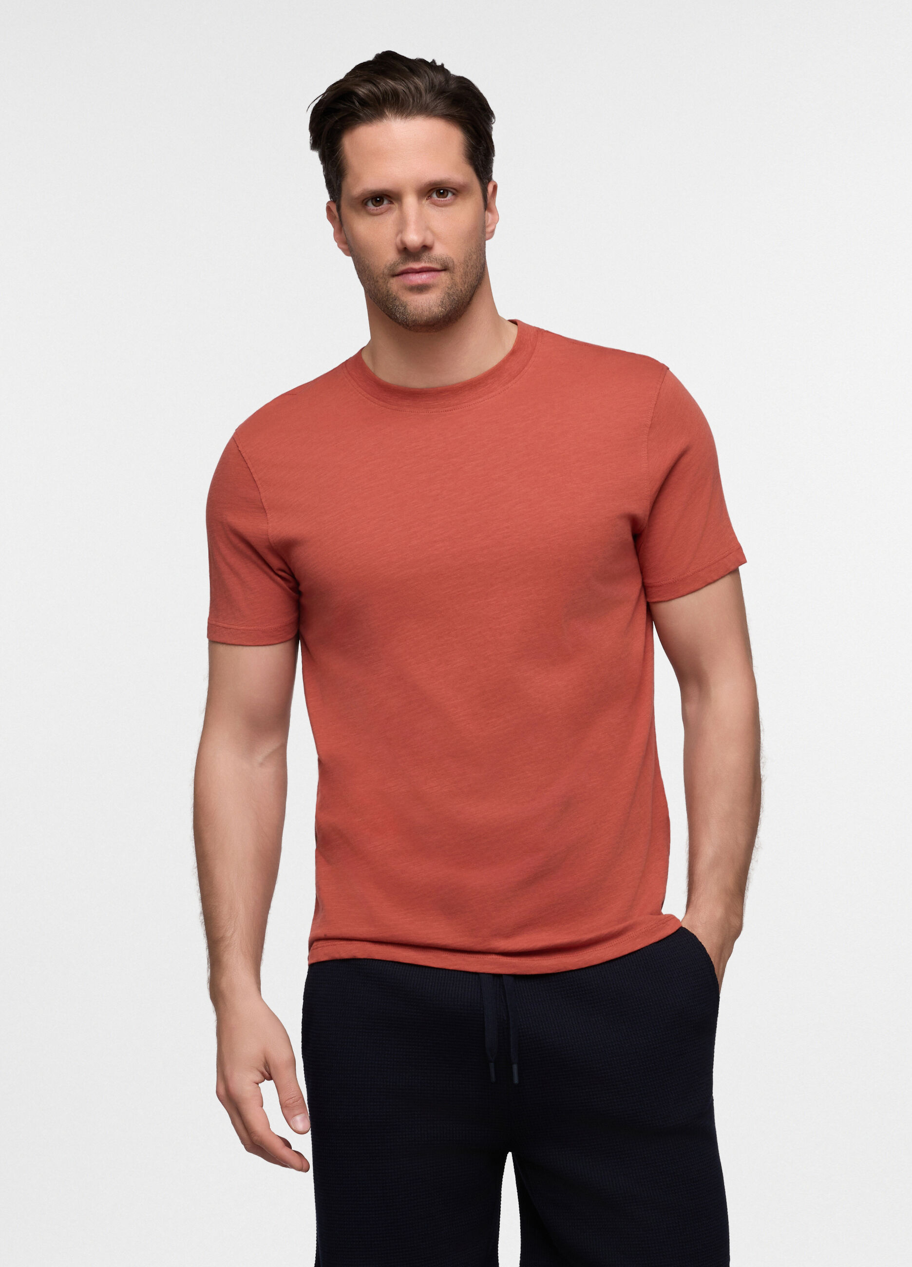 T-shirt in cotone fiammato uomo